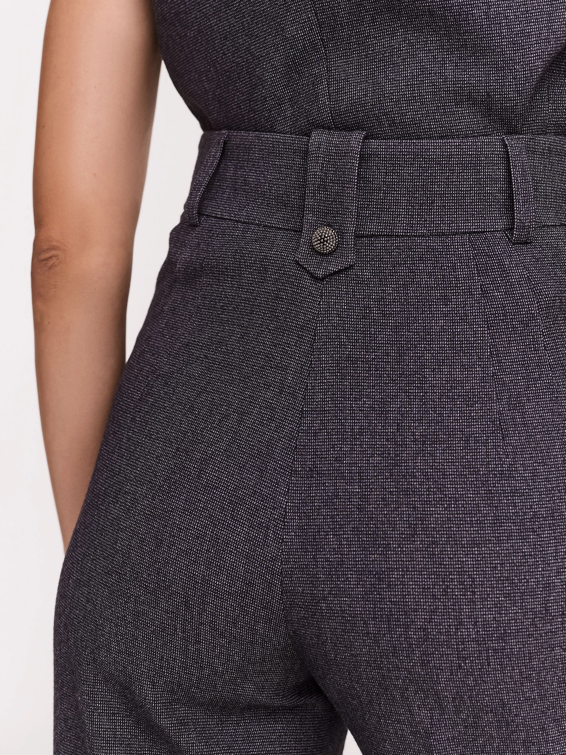 Grey high-waisted suit pants