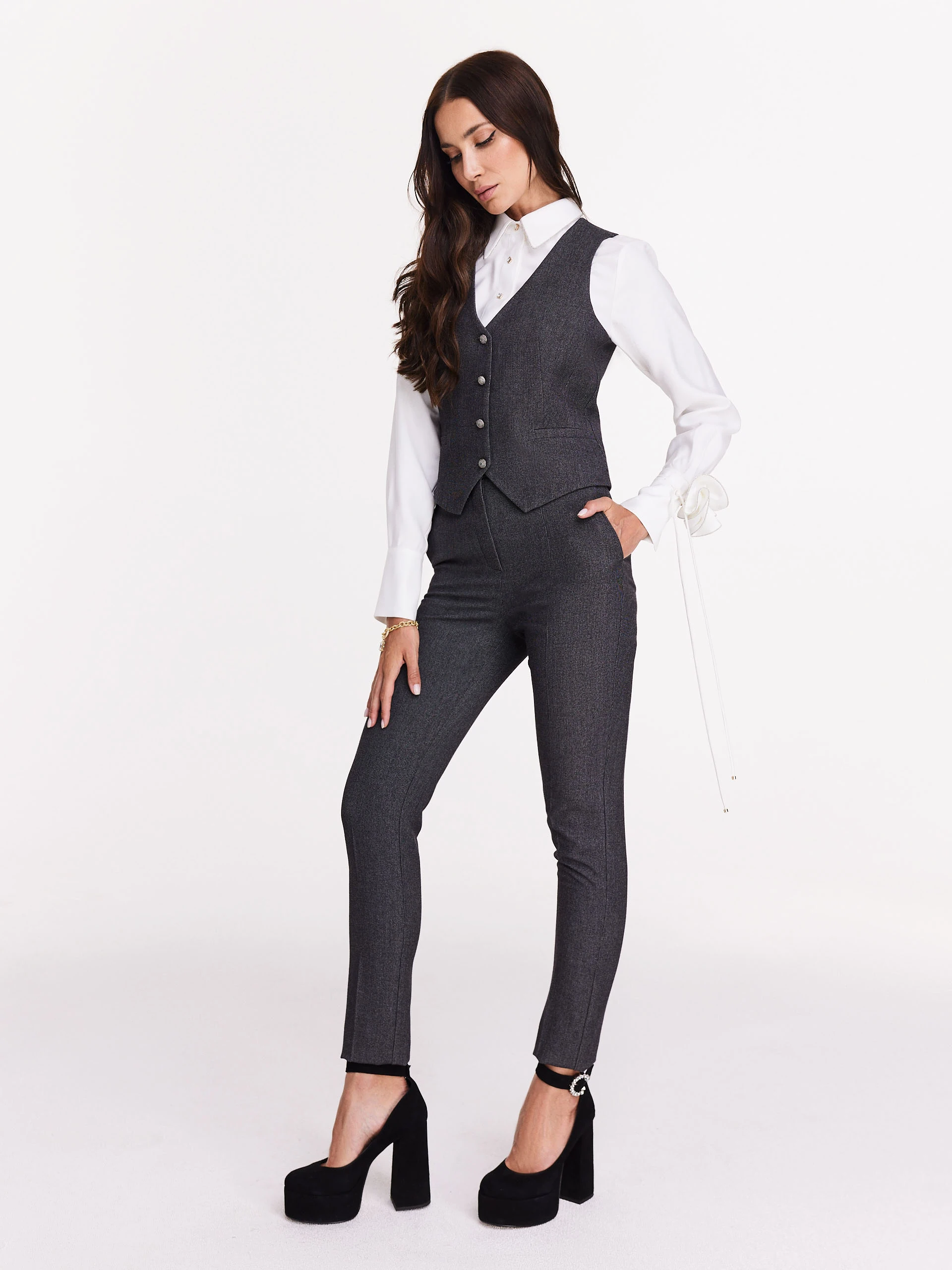 Elegant high-waisted suit pants