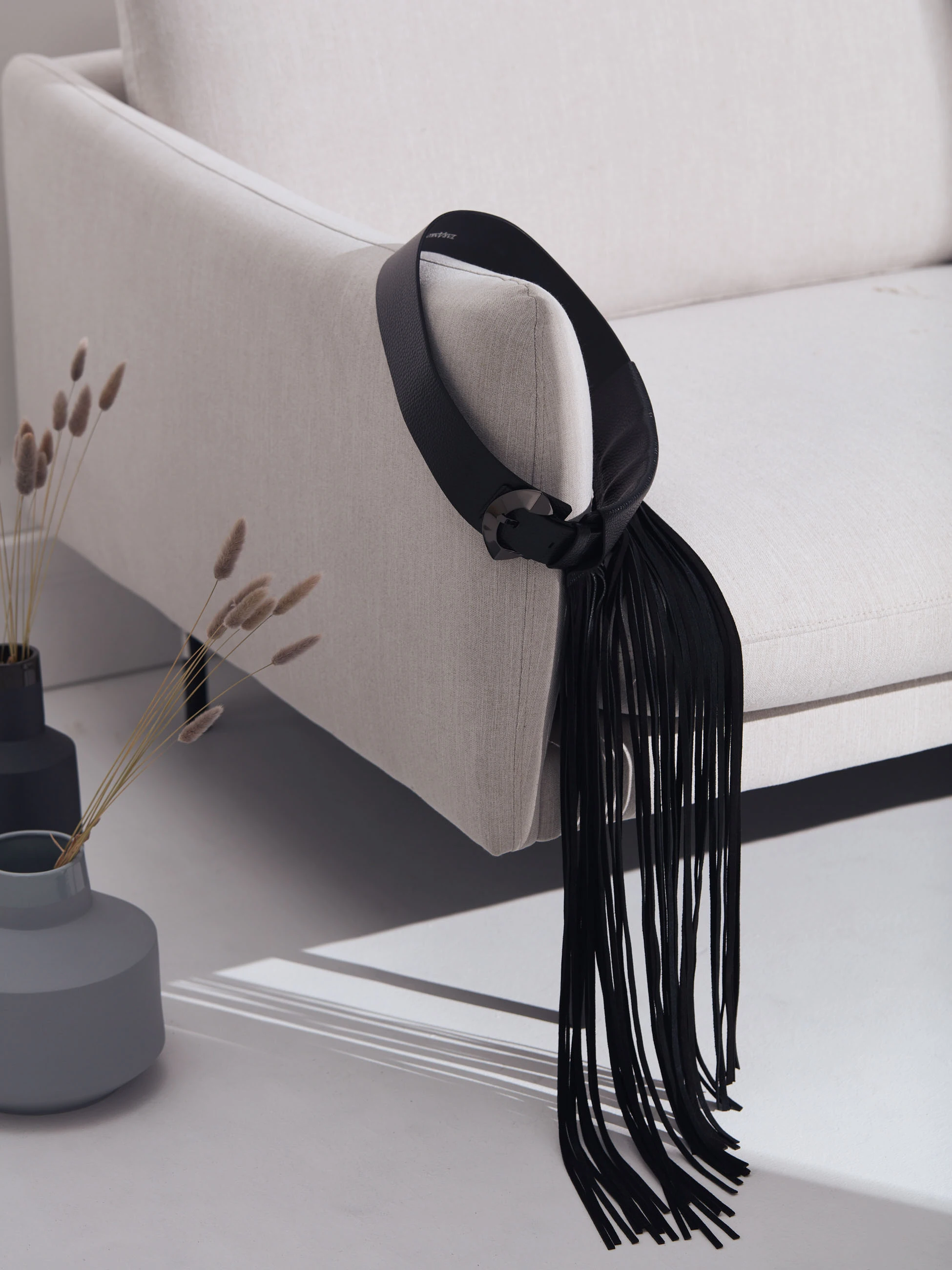 LEATHER BELT WITH TASSELS