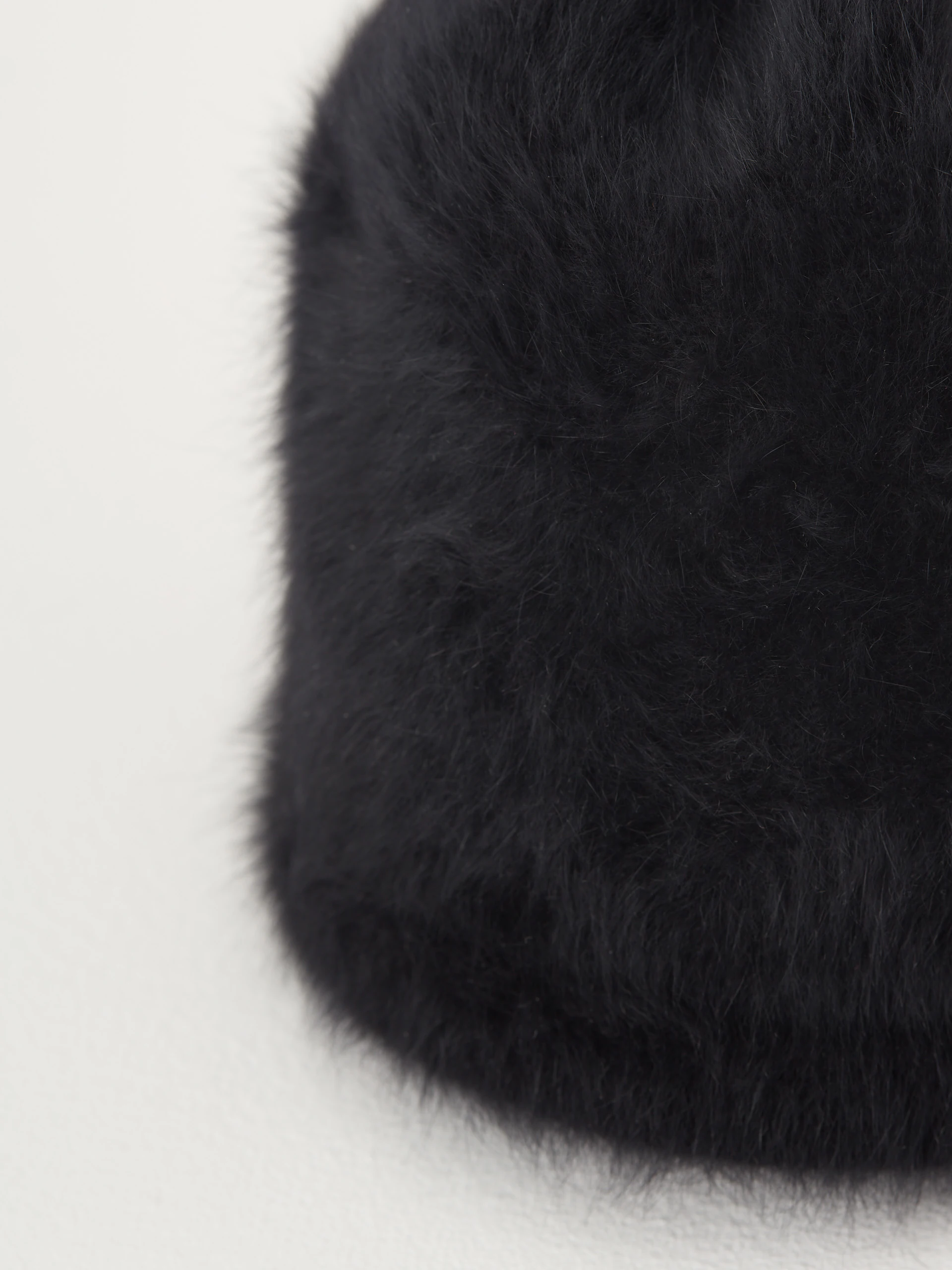 Black angora beanie