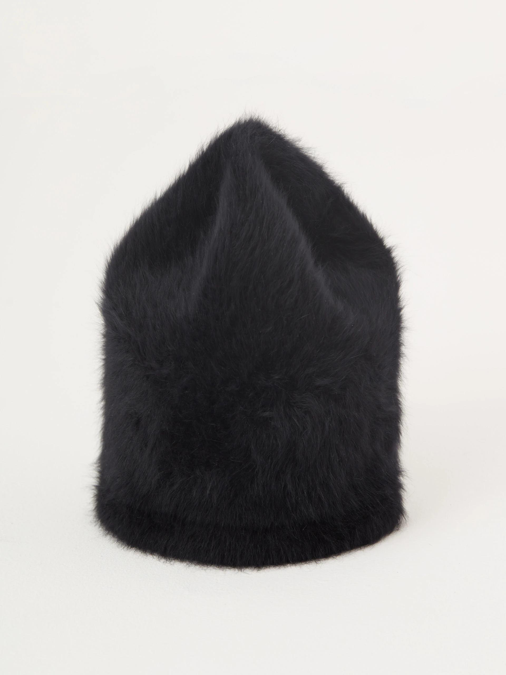 Black angora beanie