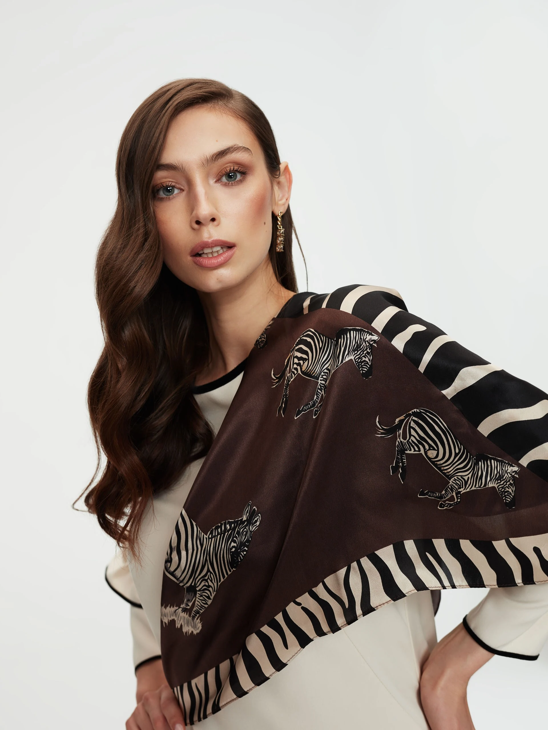 Silk neckerchief in zebra pattern