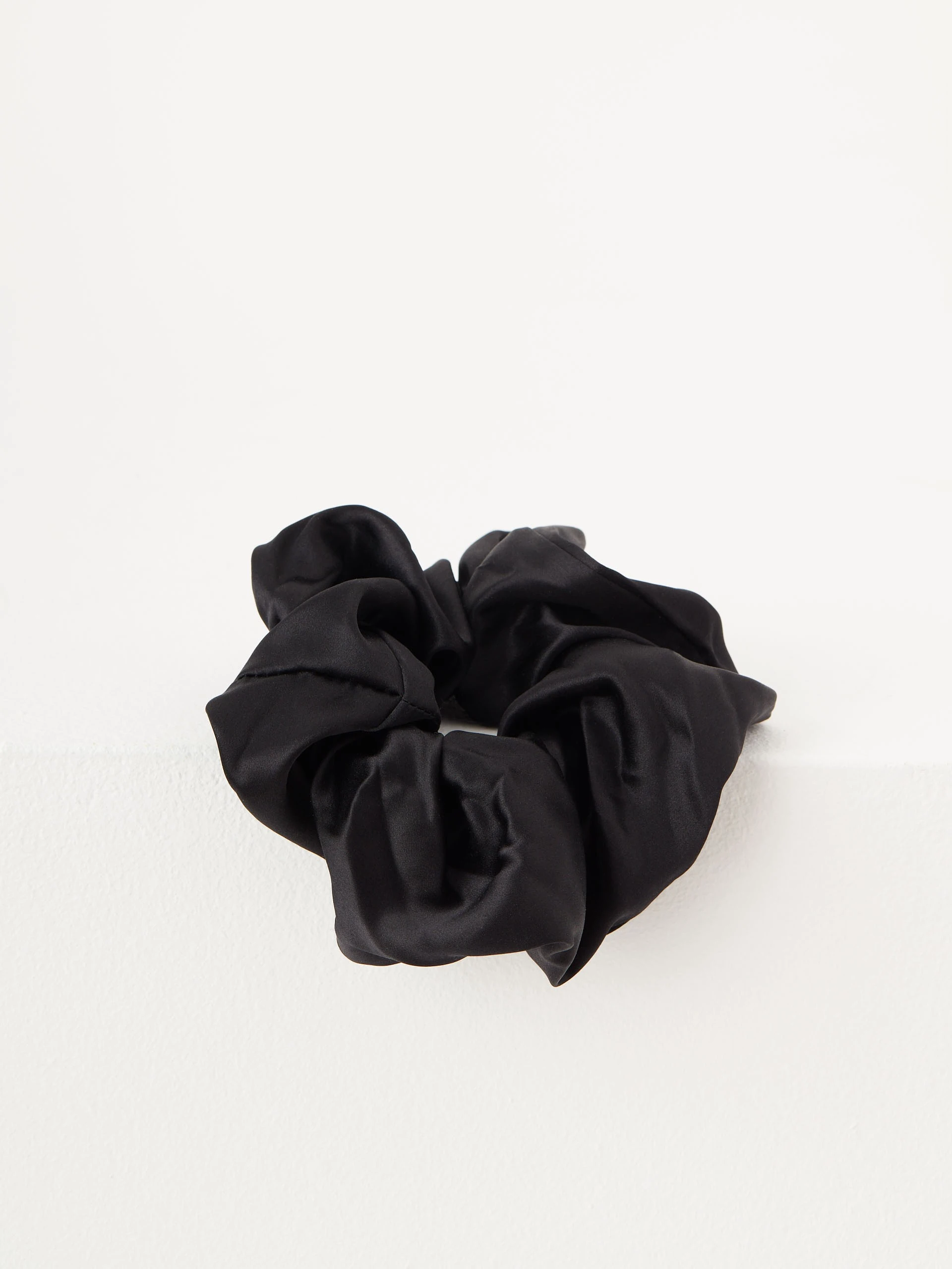 Black silk hair scrunchie