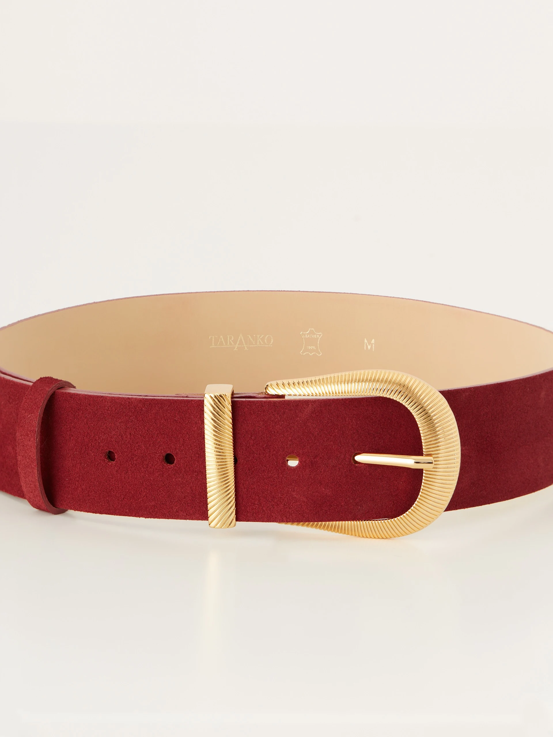 Burgundy natural leather belt