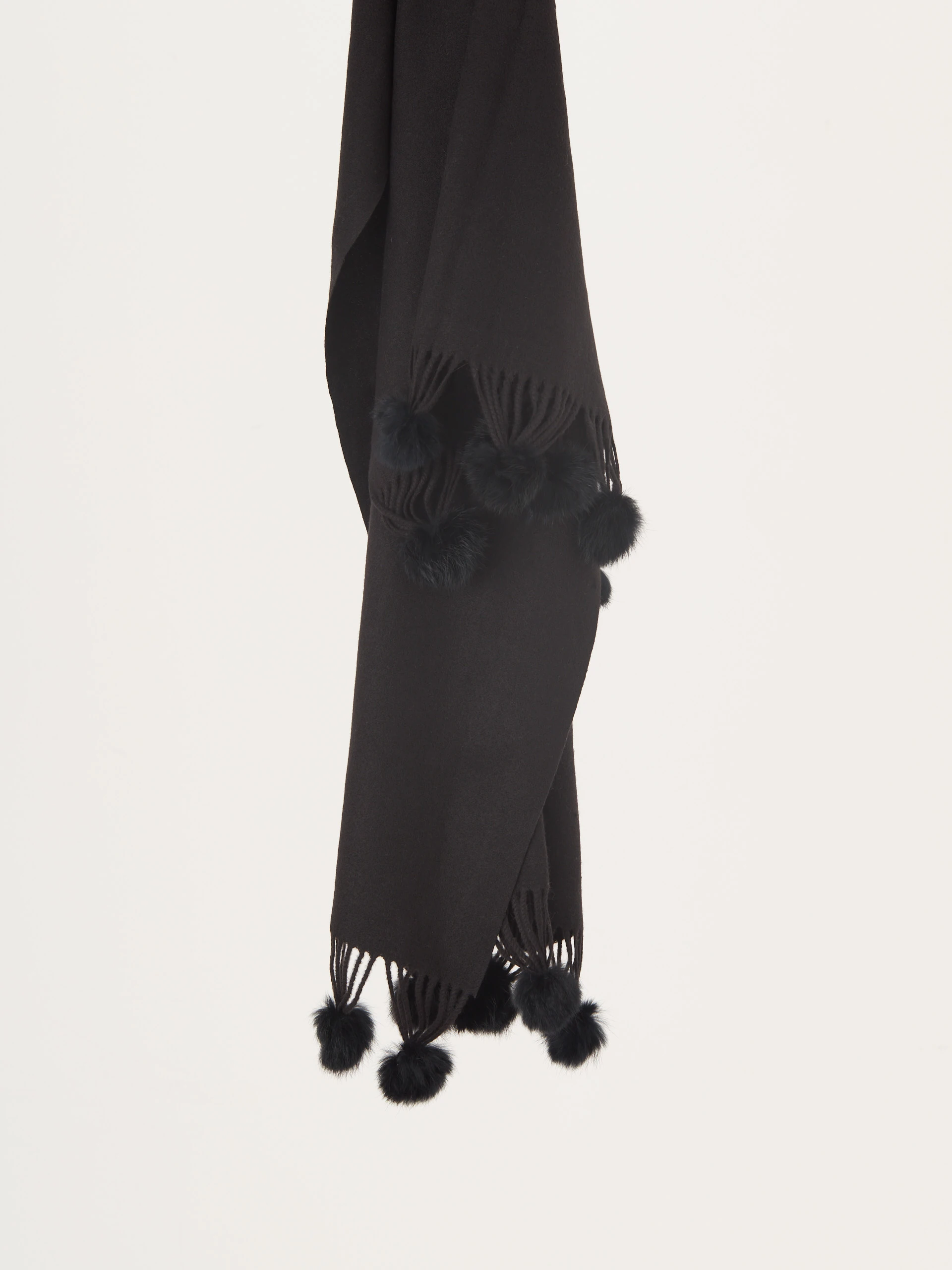 Black scarf with pompoms