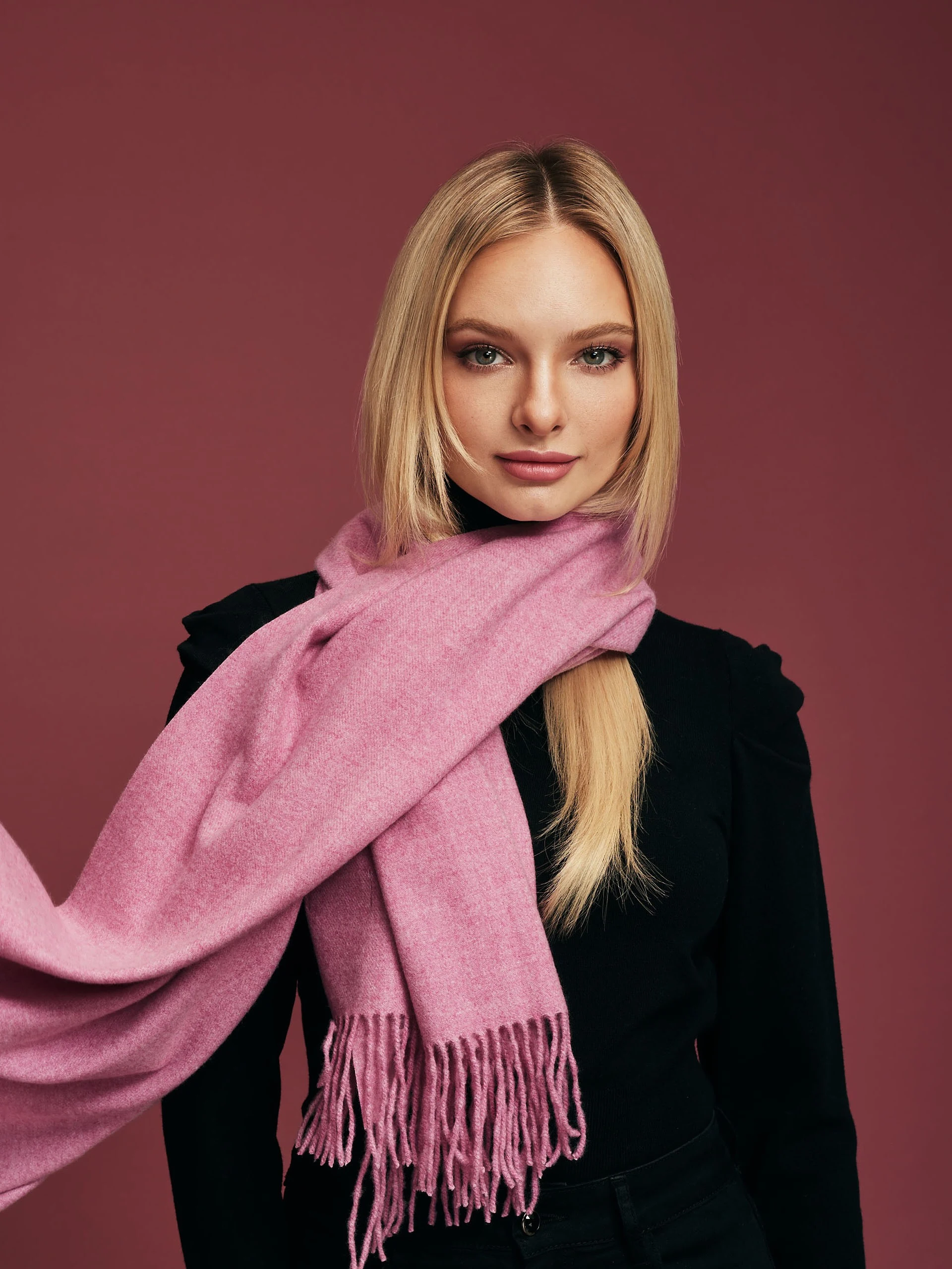 Pink shawl with cashmere