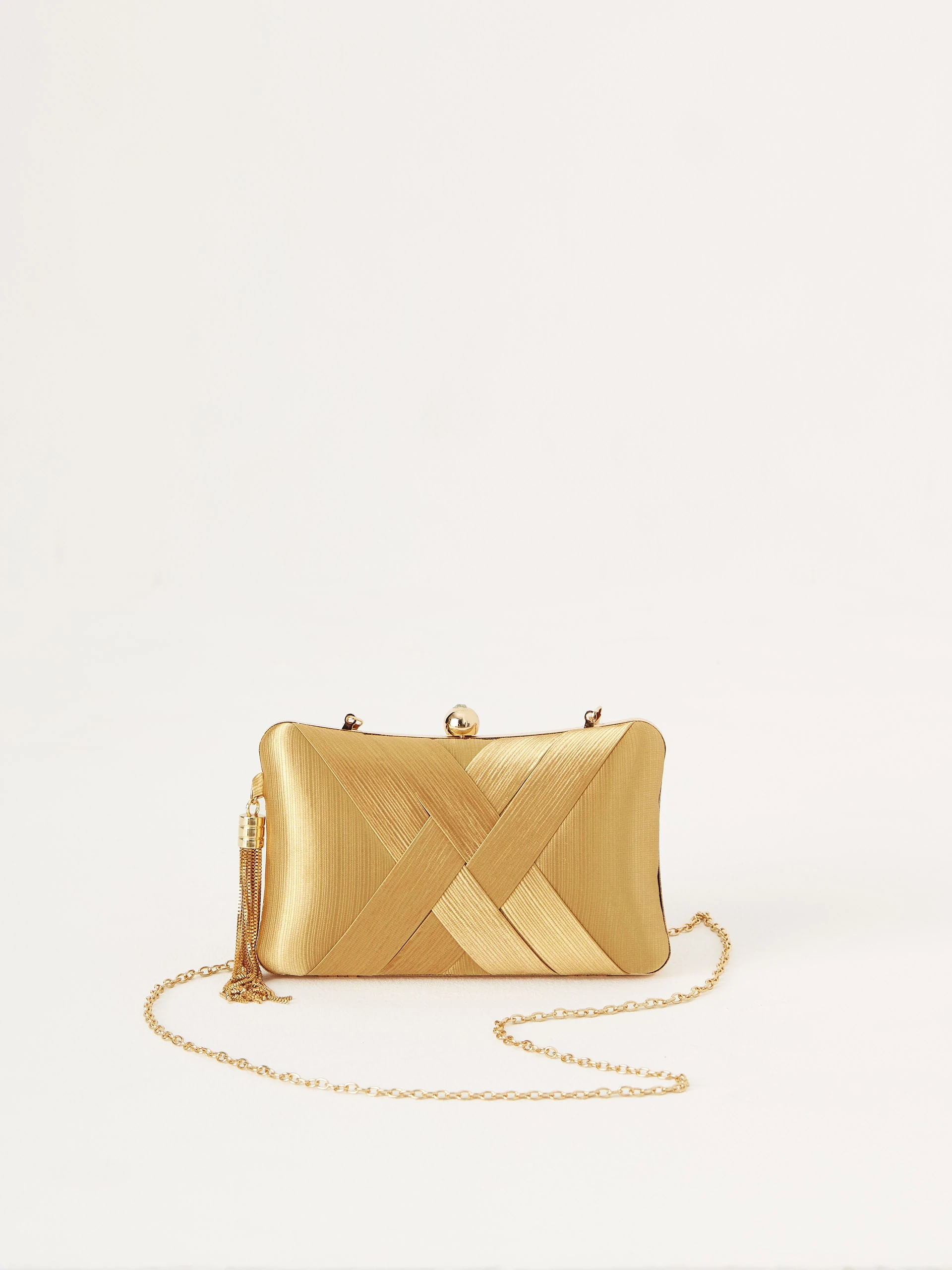 Golden handbag with chain
