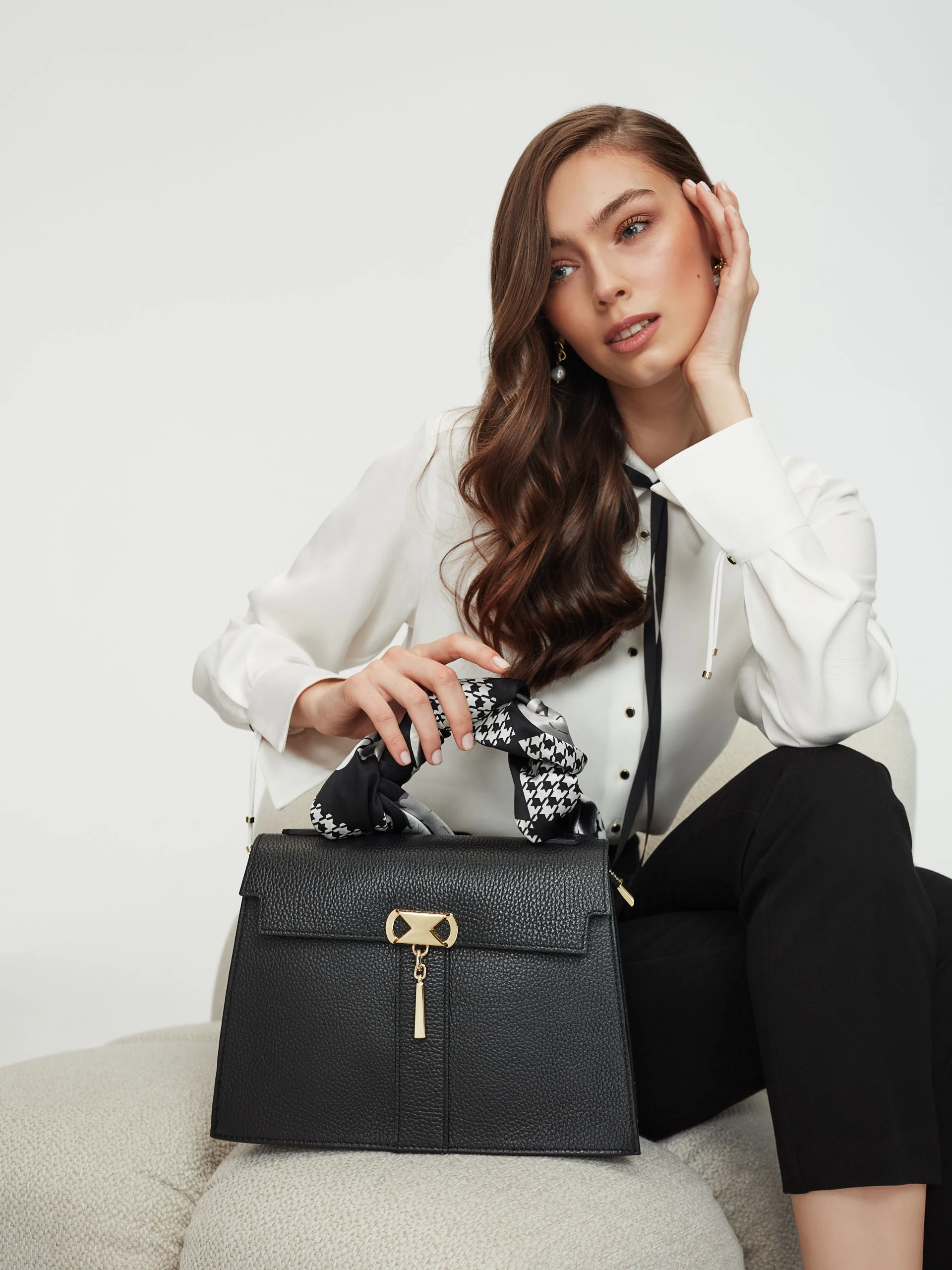 Black leather hand bag