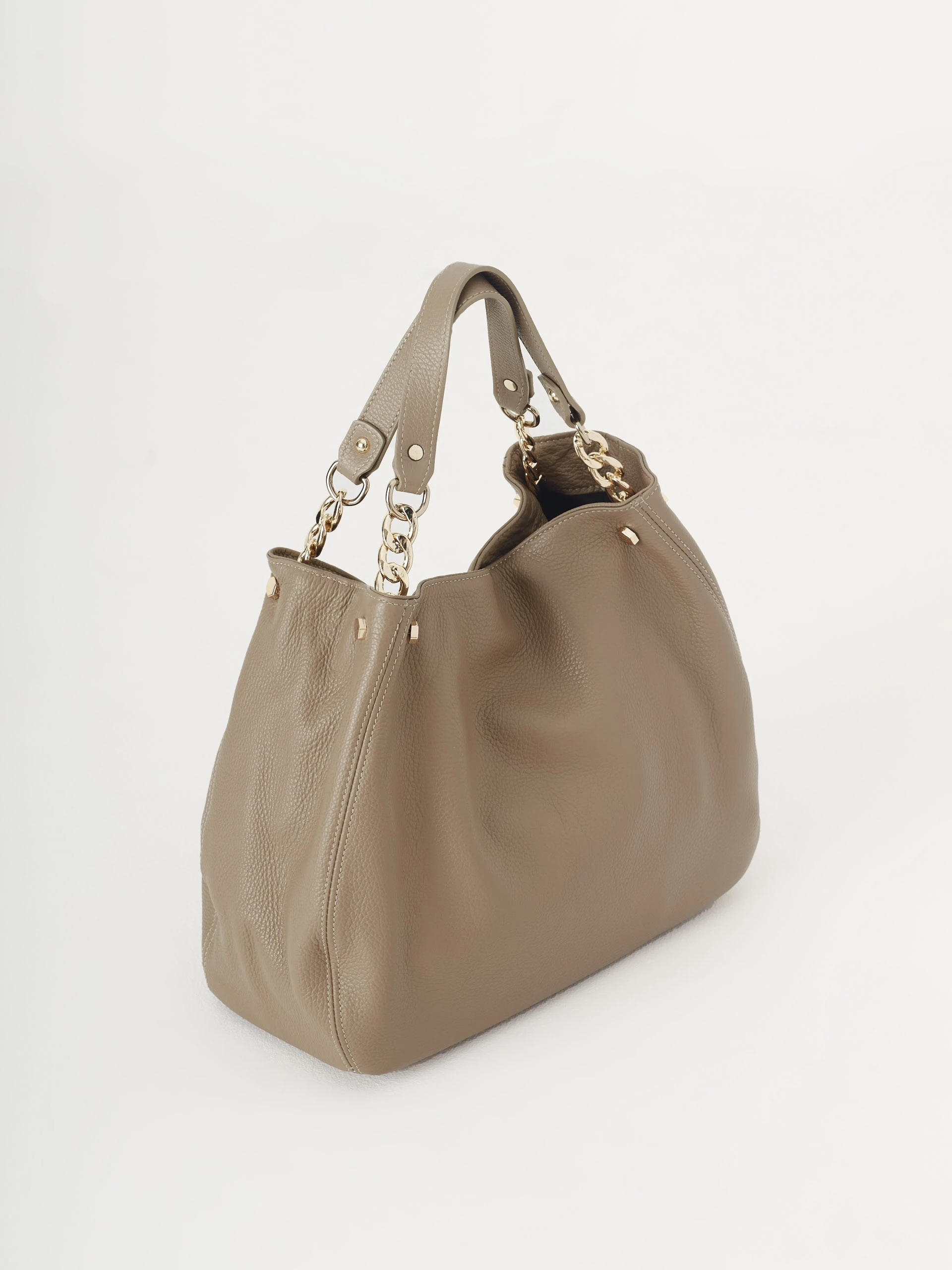 Natural leather shopper bag
