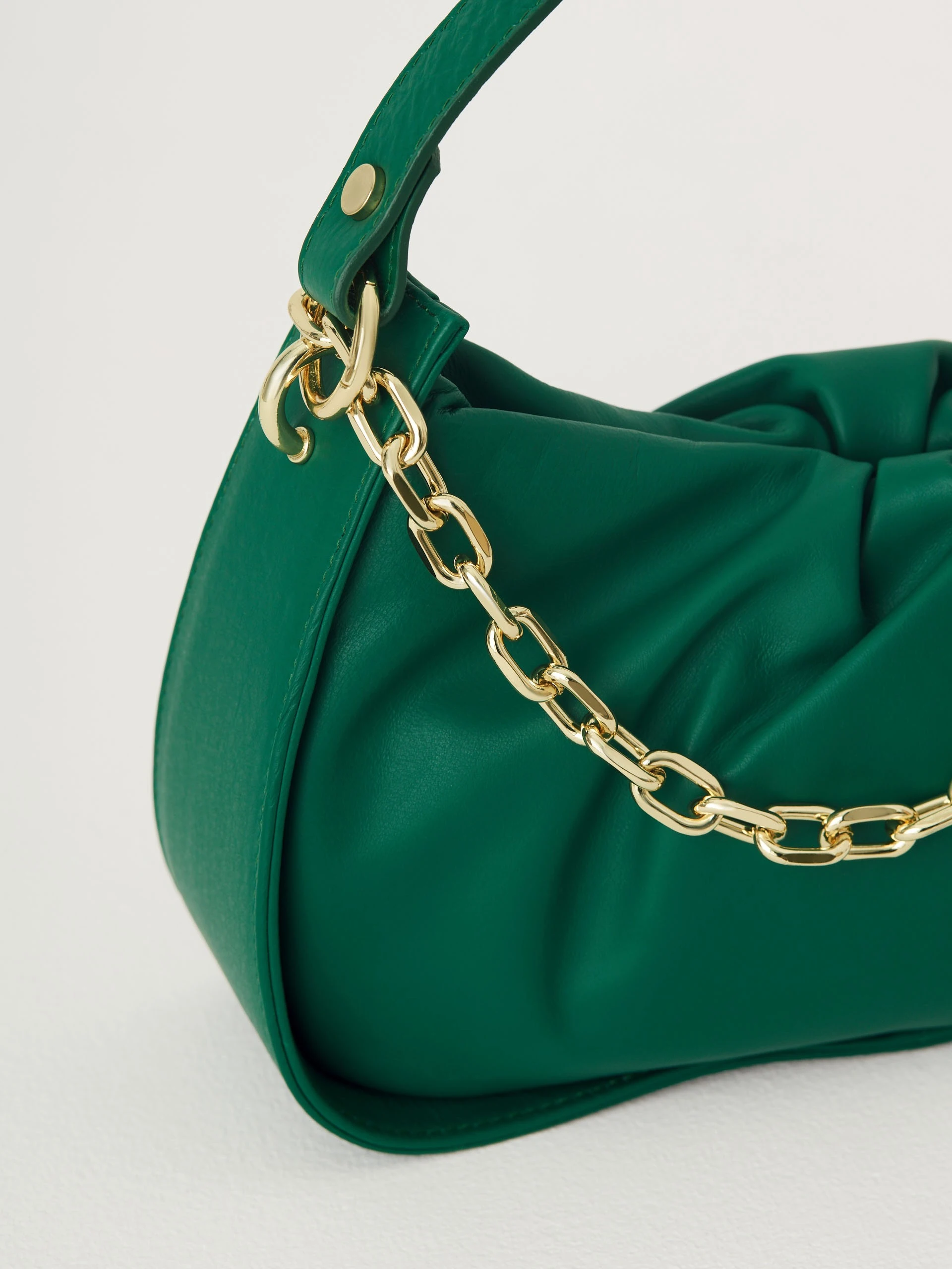 Green leather handbag