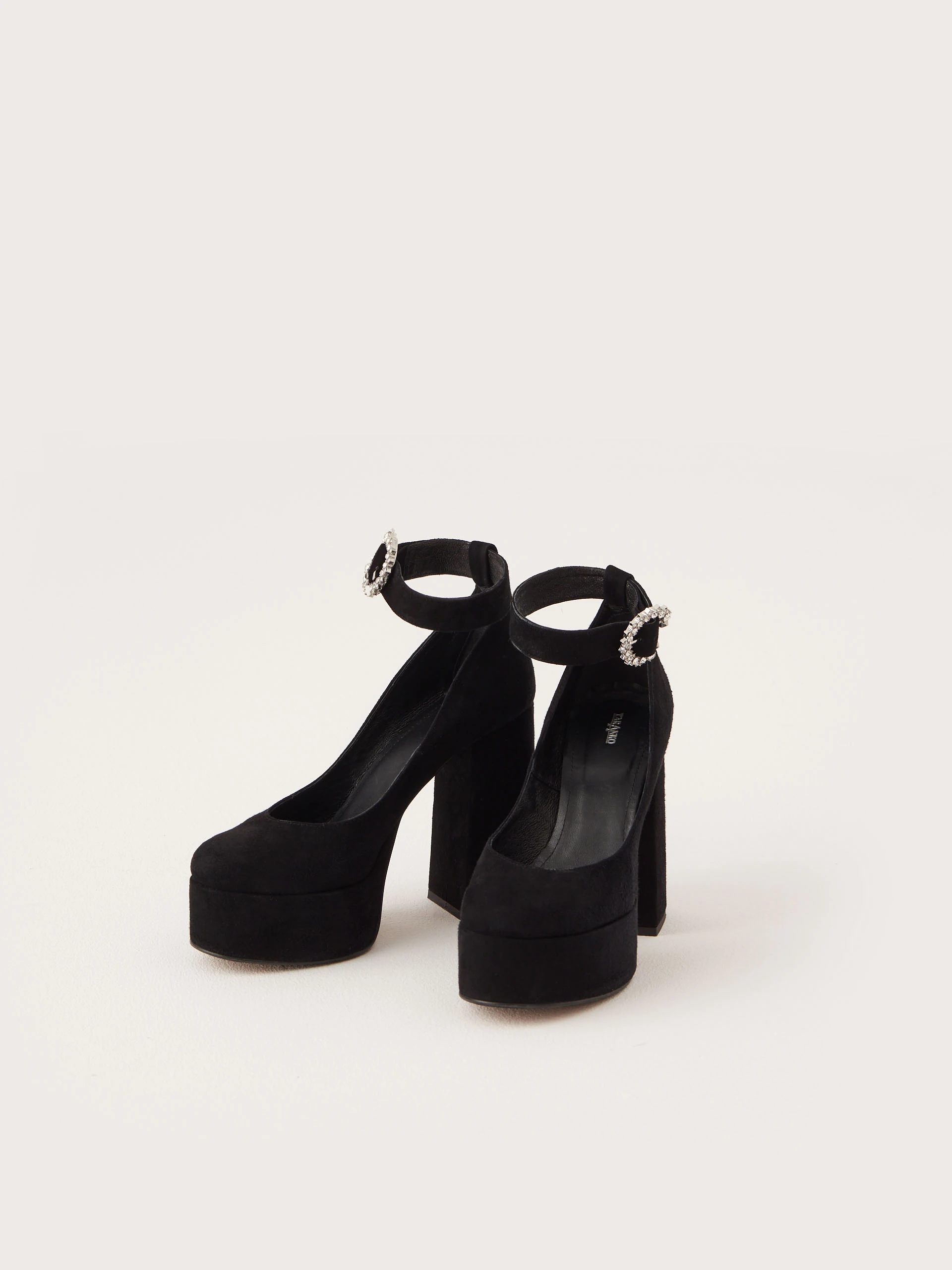 Black leather platform shoes