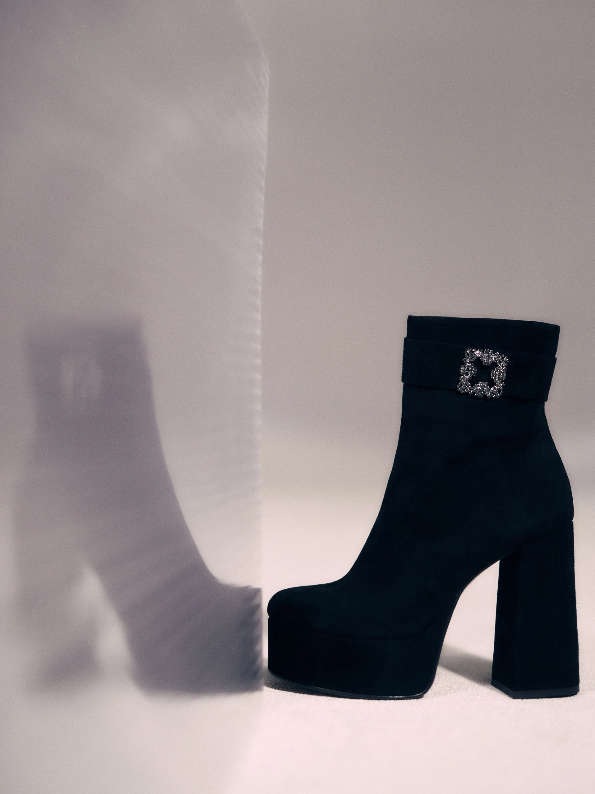 Limited black leather platform boots