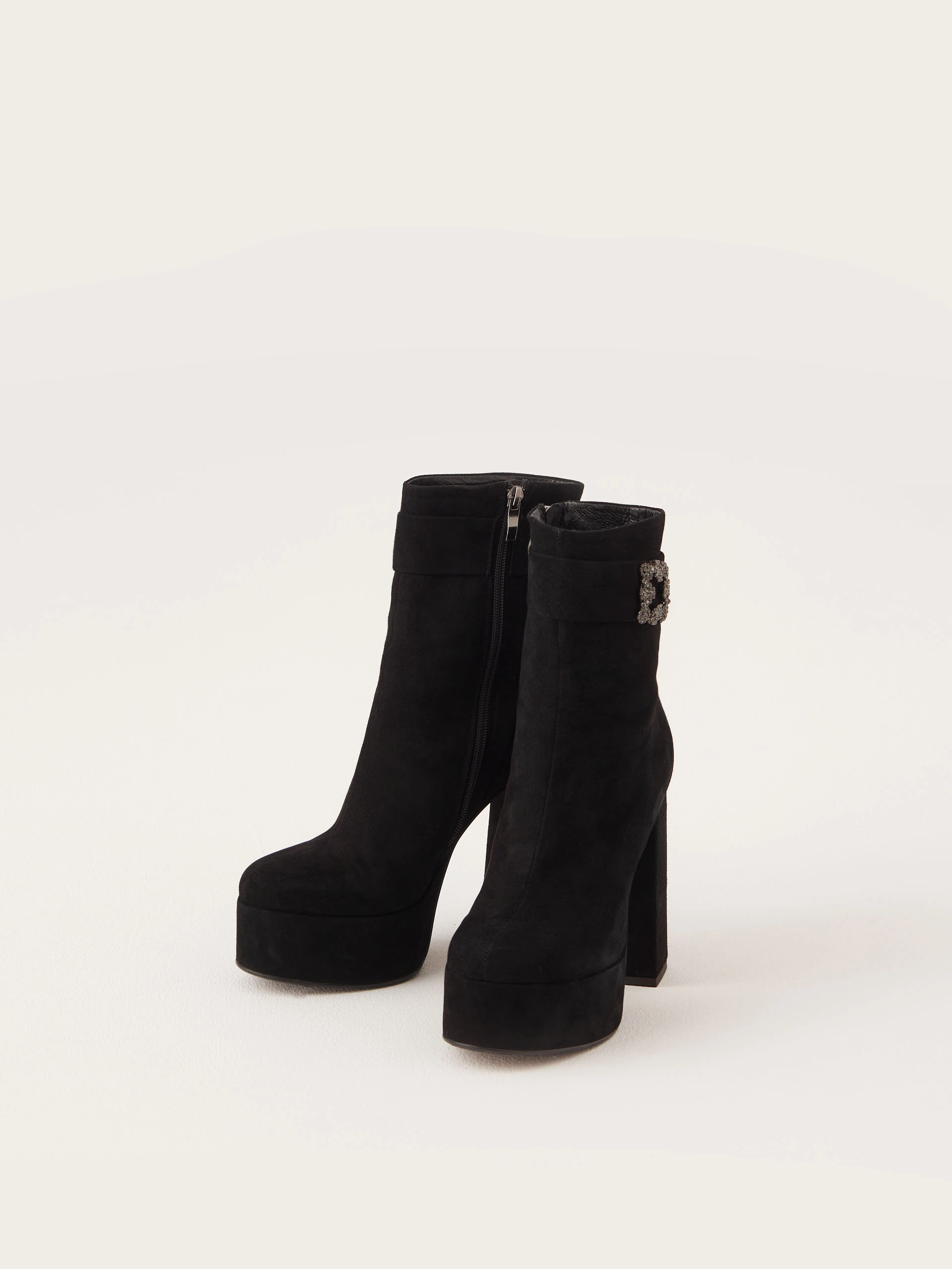 Limited black leather platform boots