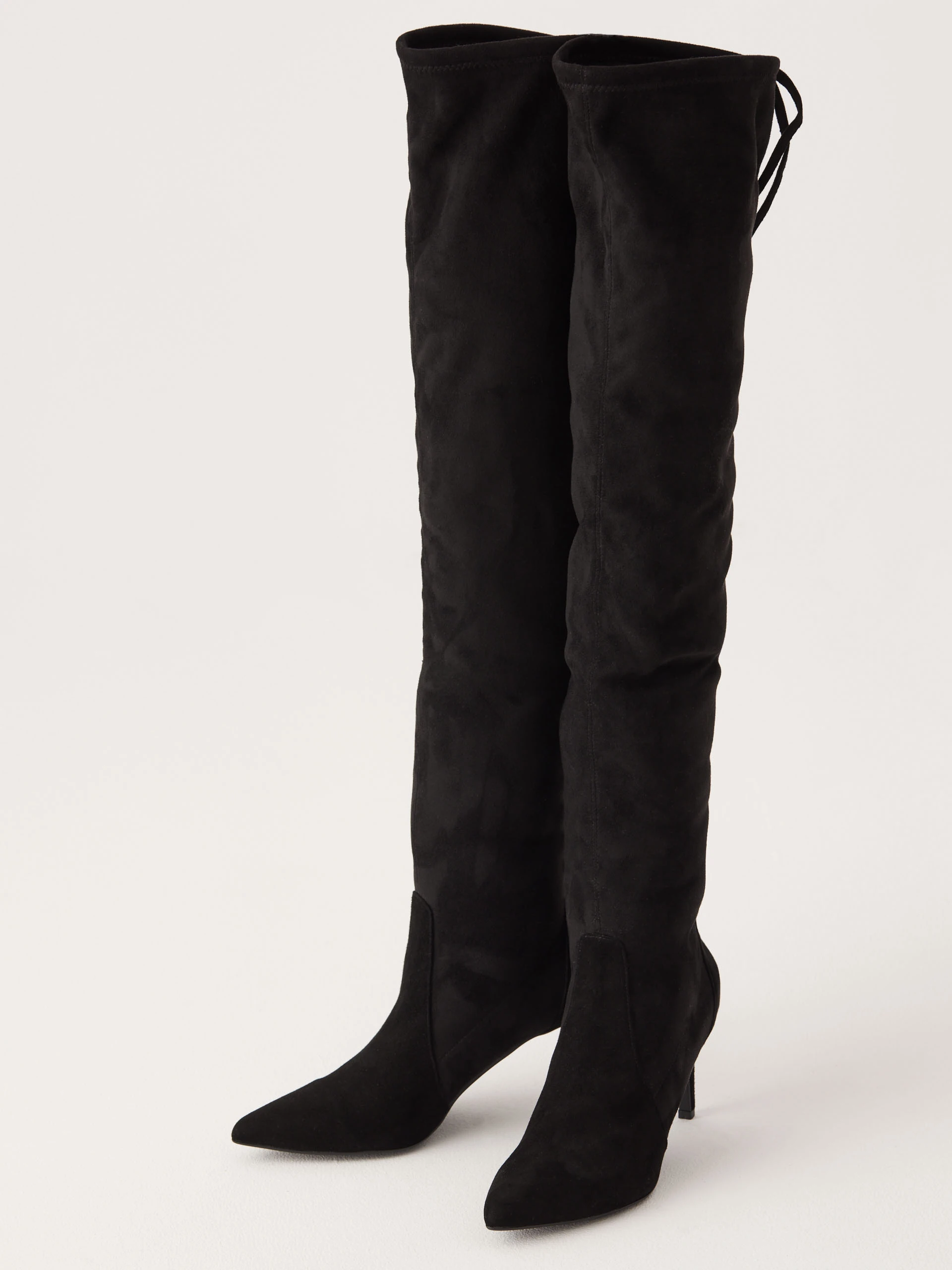 Black leather over-the-knee boots