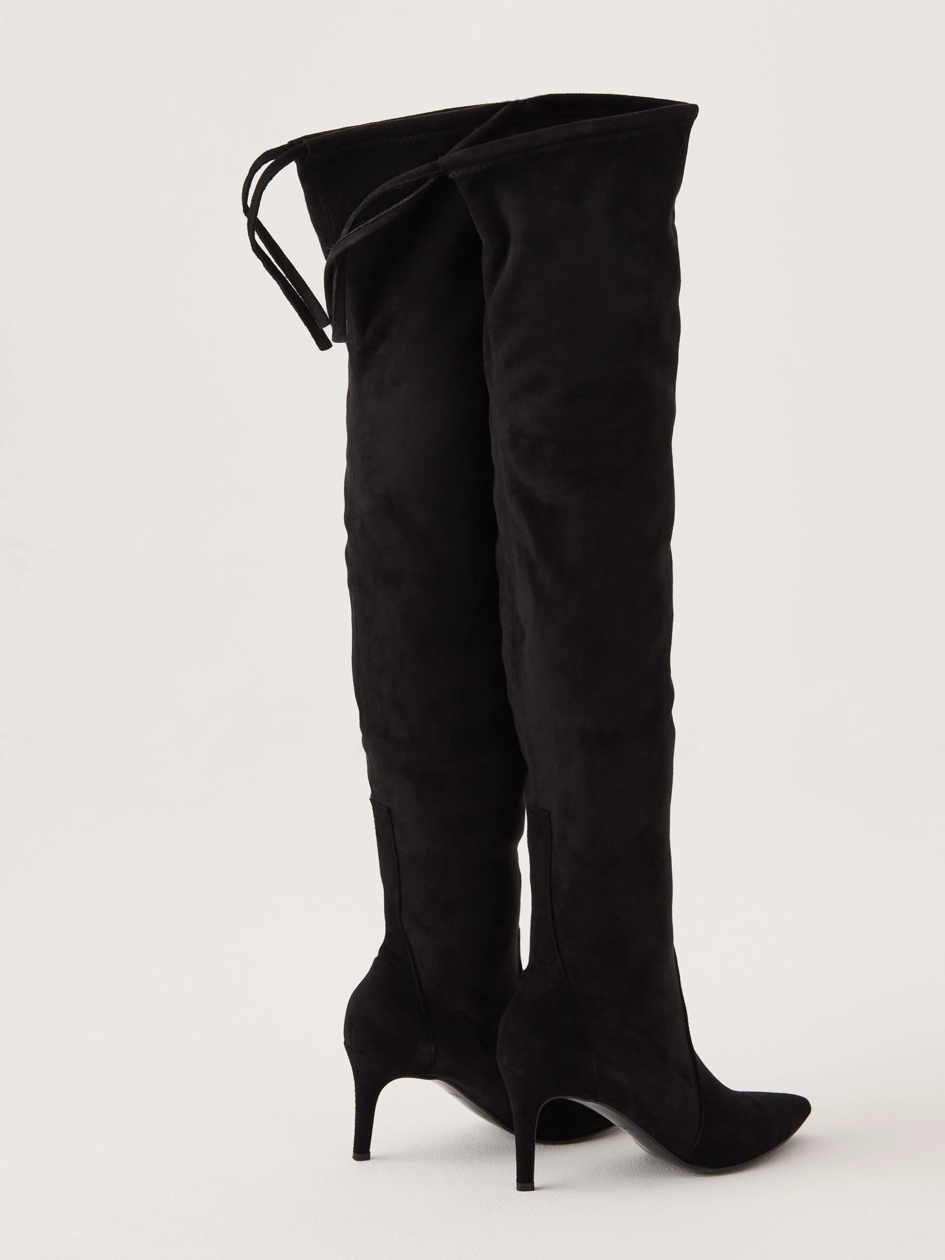 Black leather over-the-knee boots