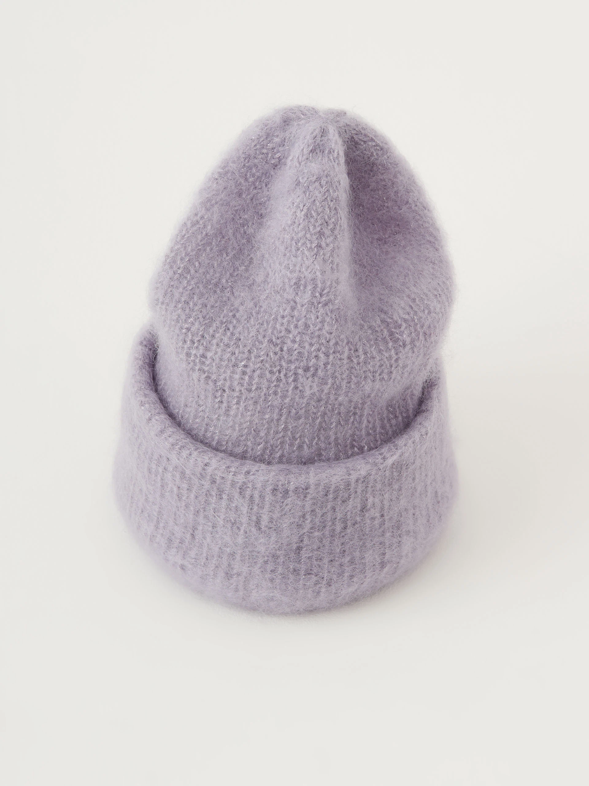 Purple cap made of soft mohair