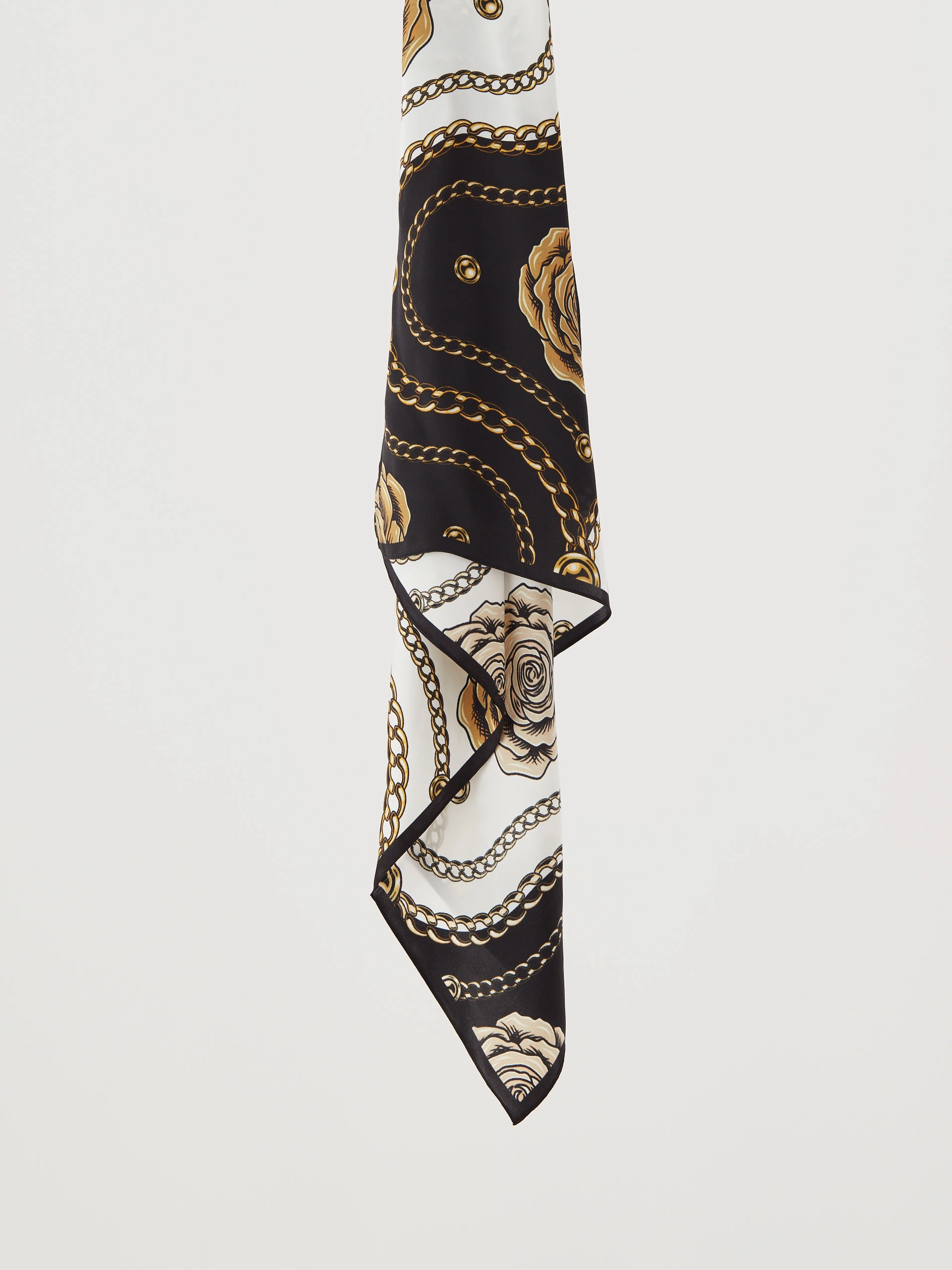 Silk gavroche with floral motif