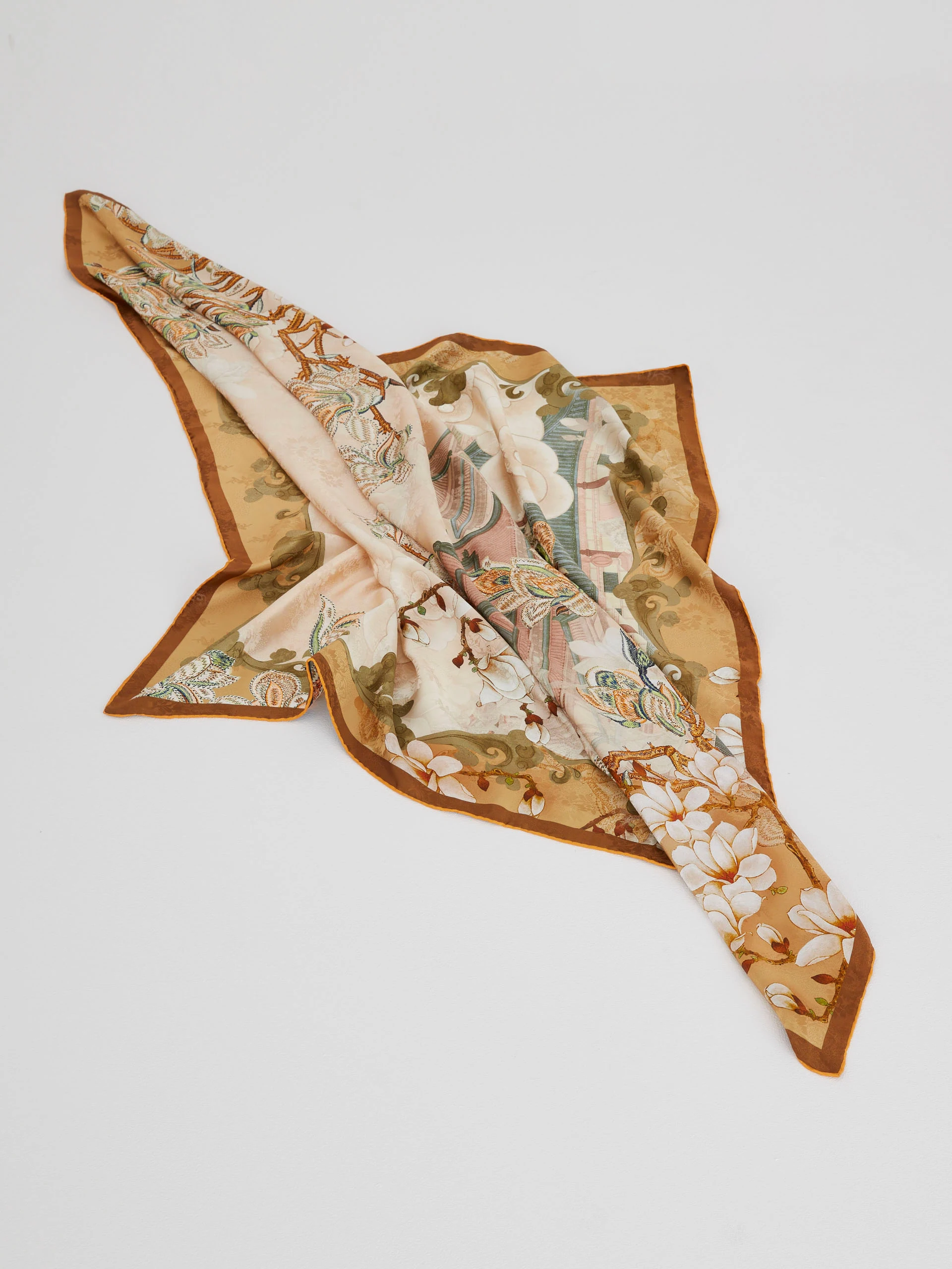 Silk square choker with artistic patterns