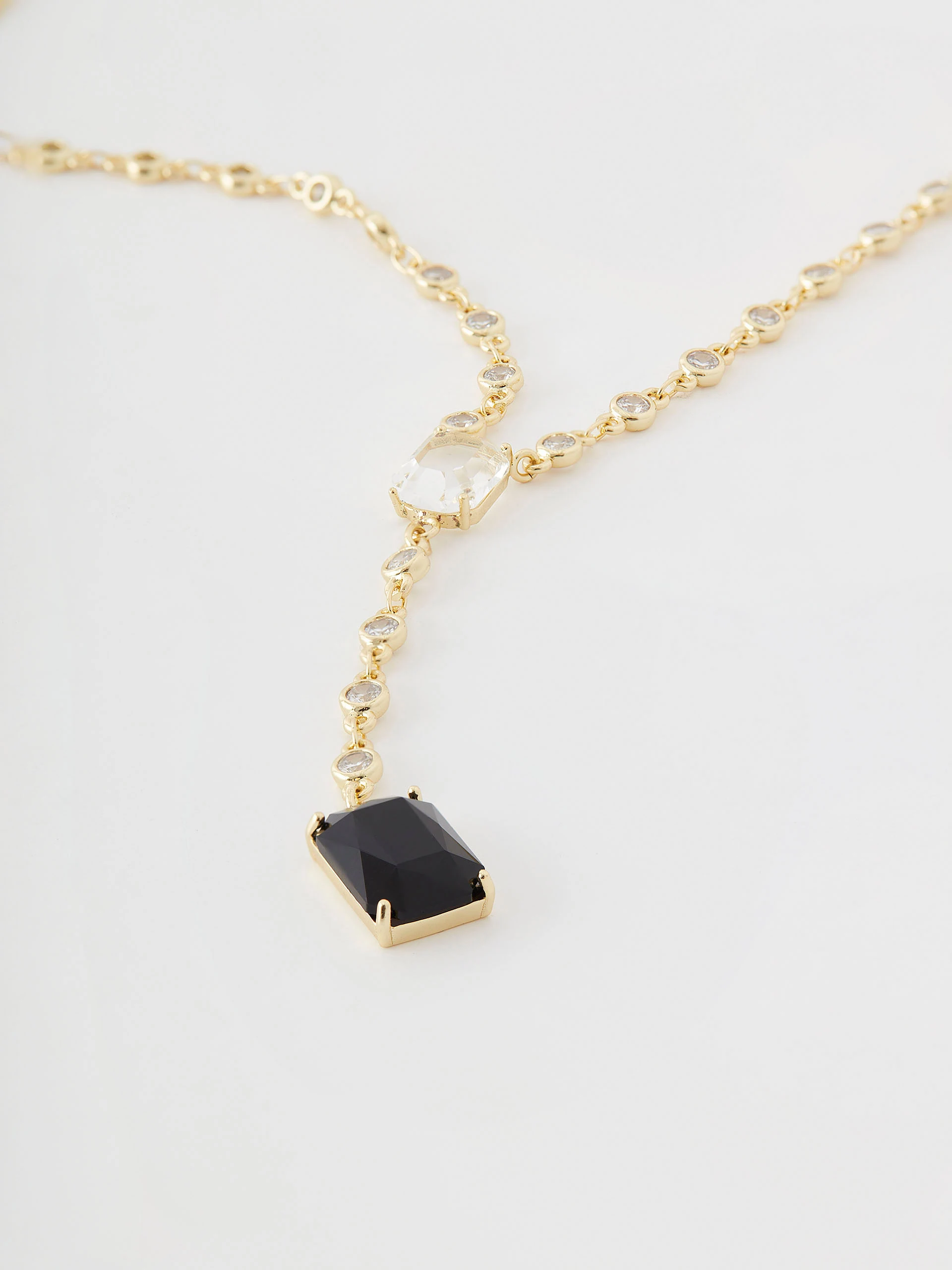 Gold plated finish necklace with zircons