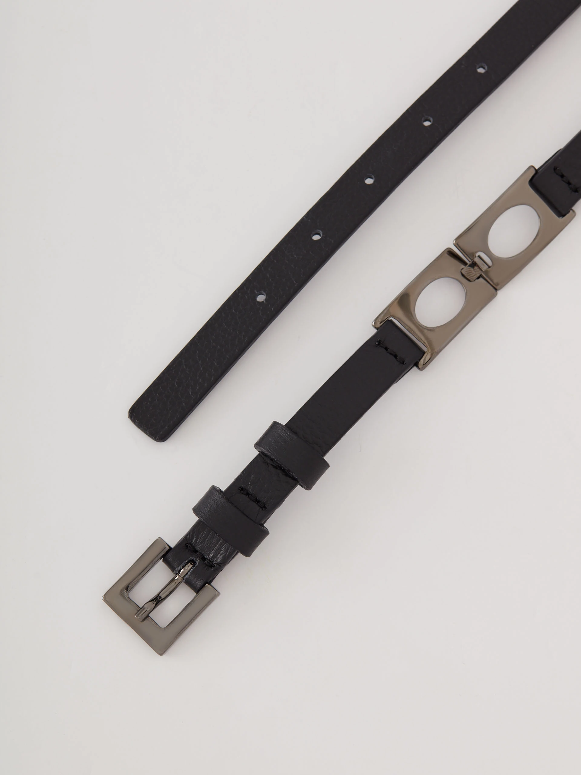 Black belt with gold decorative buckles