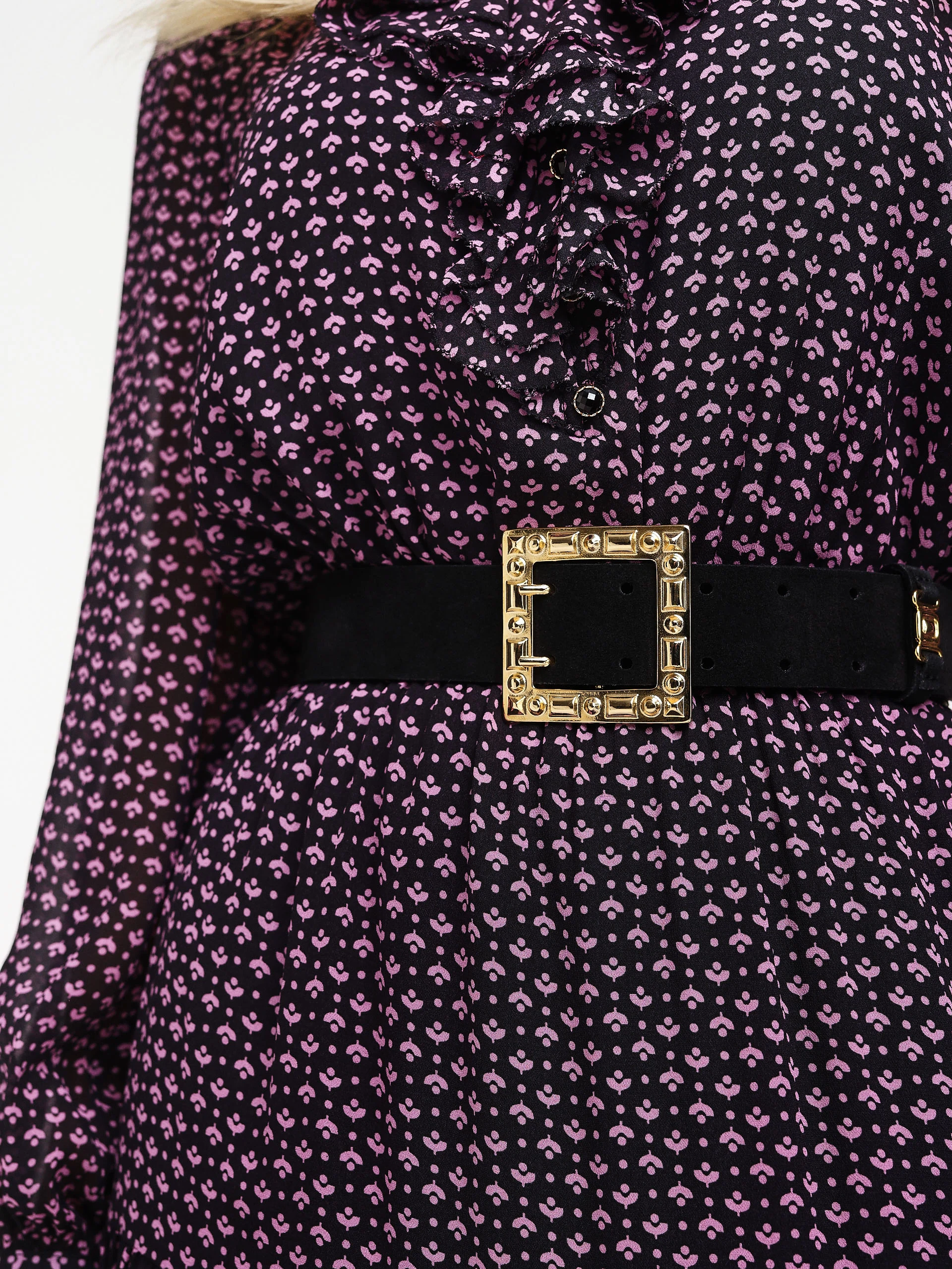 Black belt with decorative buckle