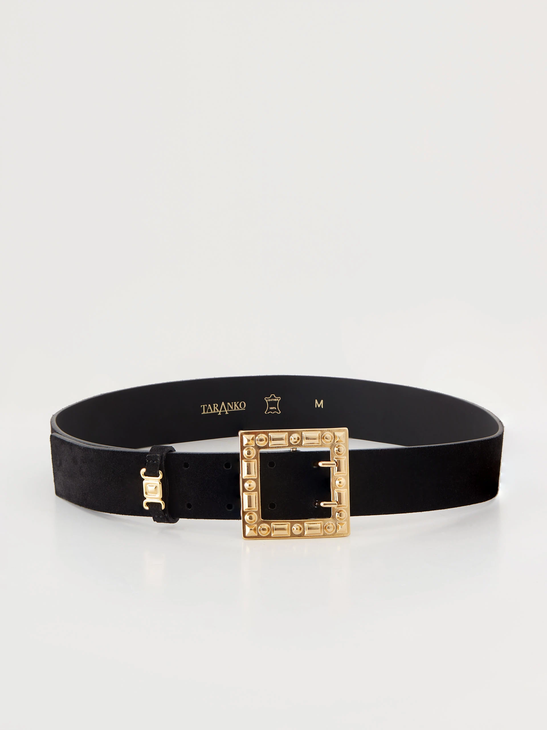 Black belt with decorative buckle