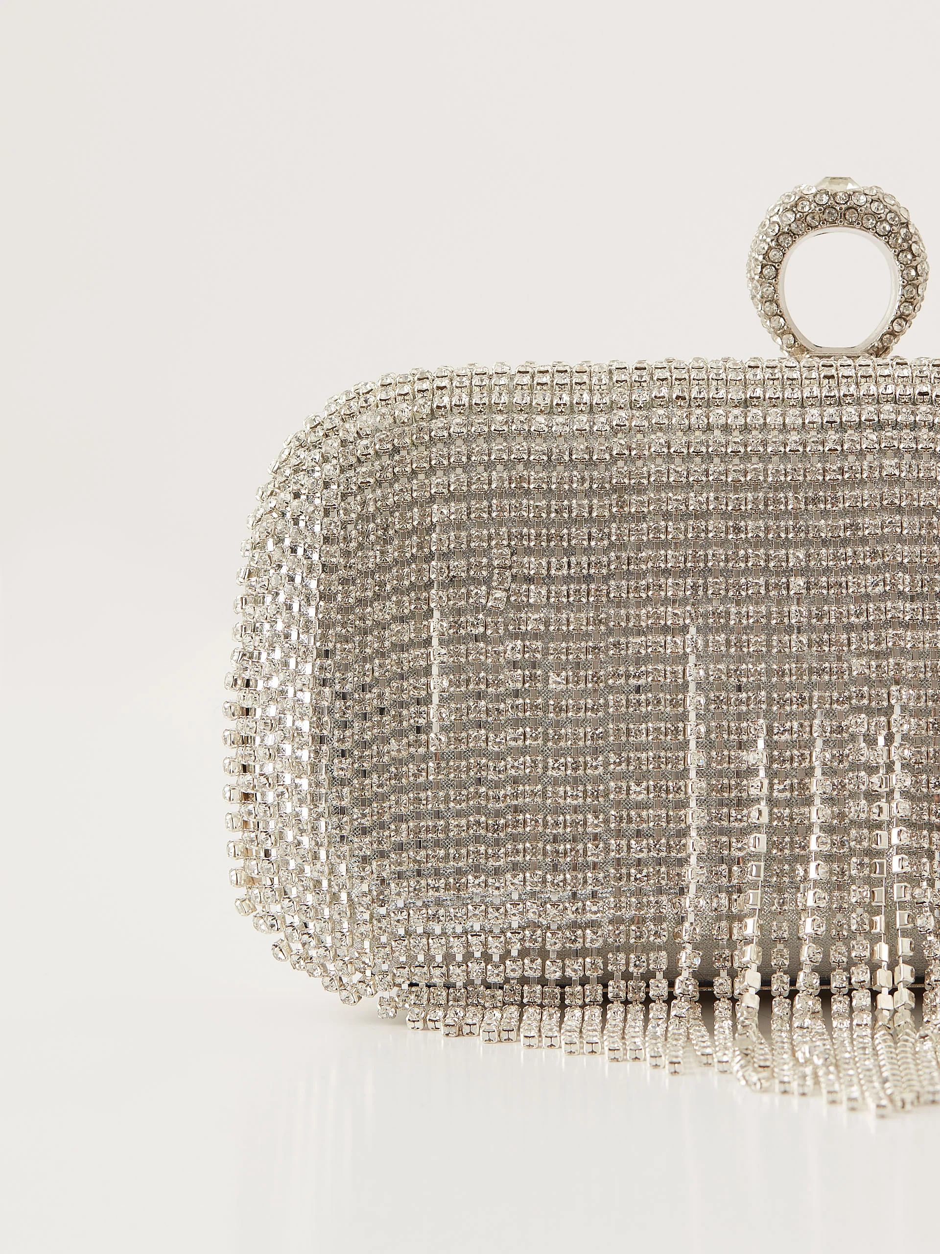 Elegant silver beaded handbag