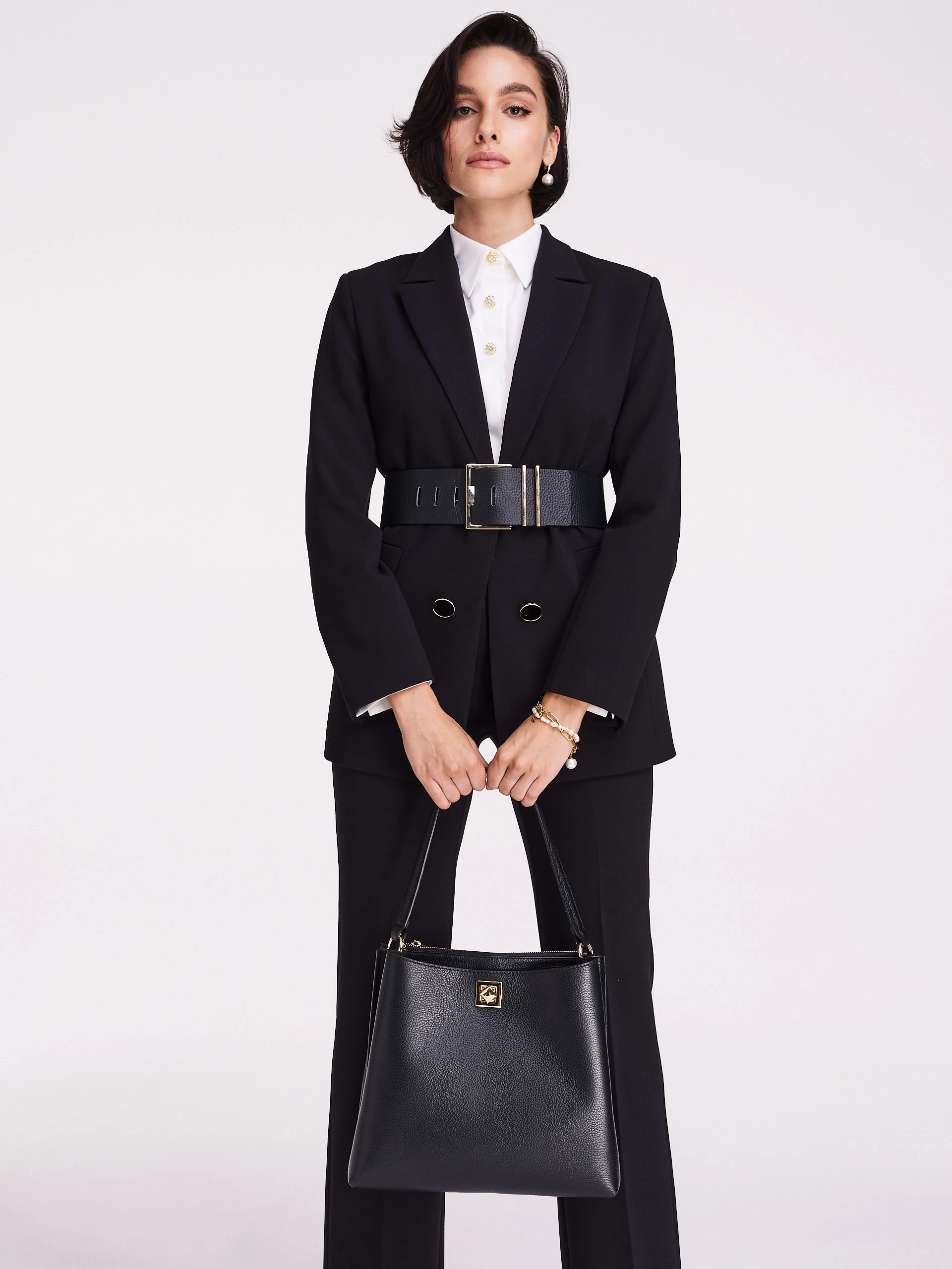 Black bucket bag