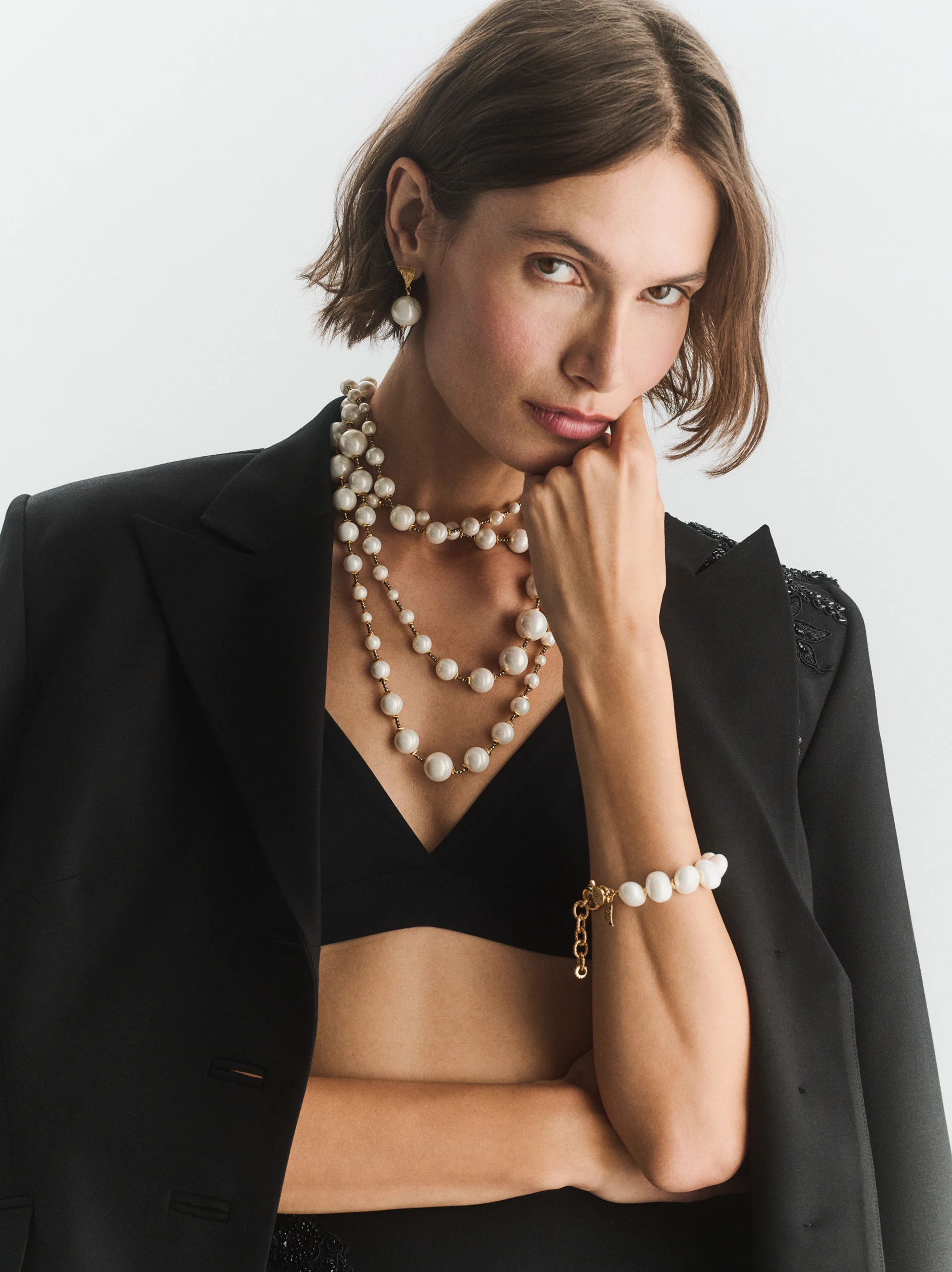 Gold-plated bracelet with pearls