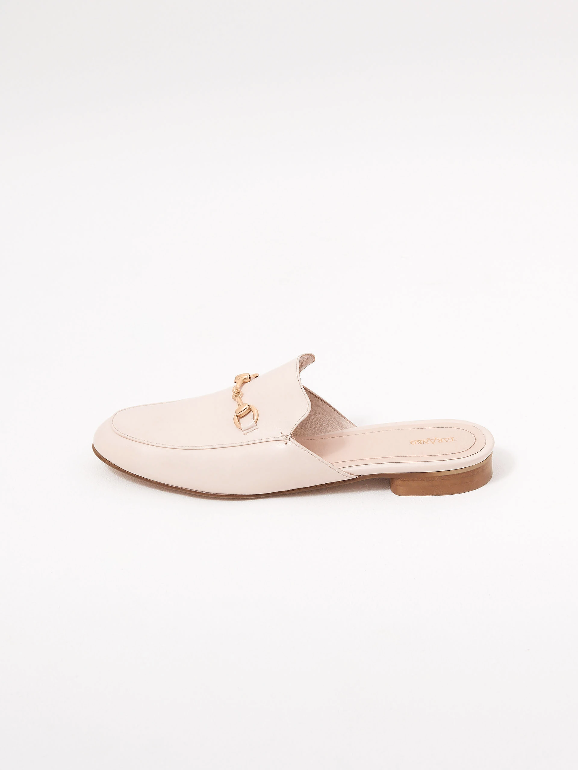Beige leather moccasin-style flip-flops