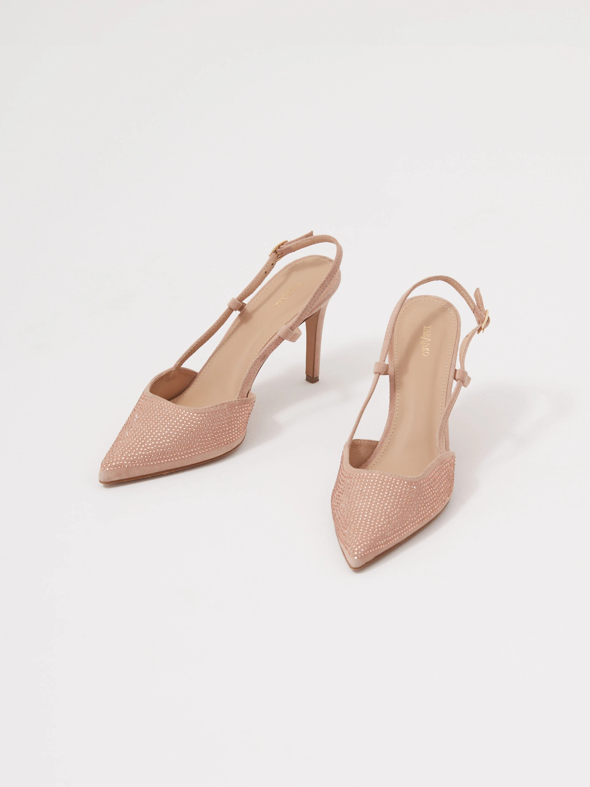 Leather pumps with crystals