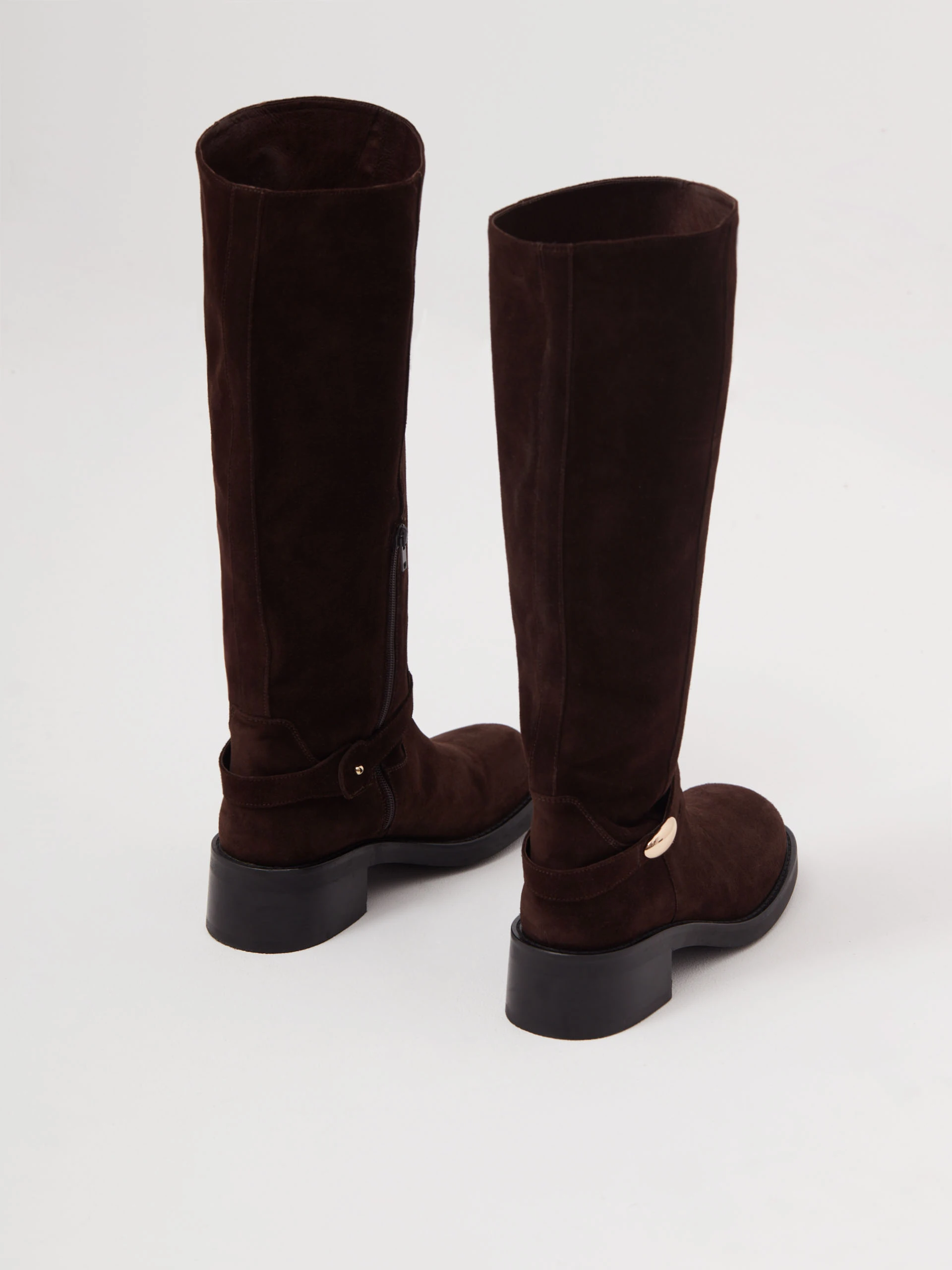 Chocolate suede biker boots