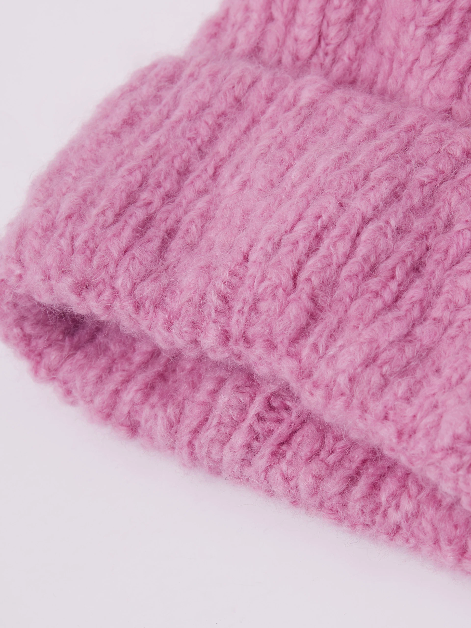 Pink warm alpaca wool hat