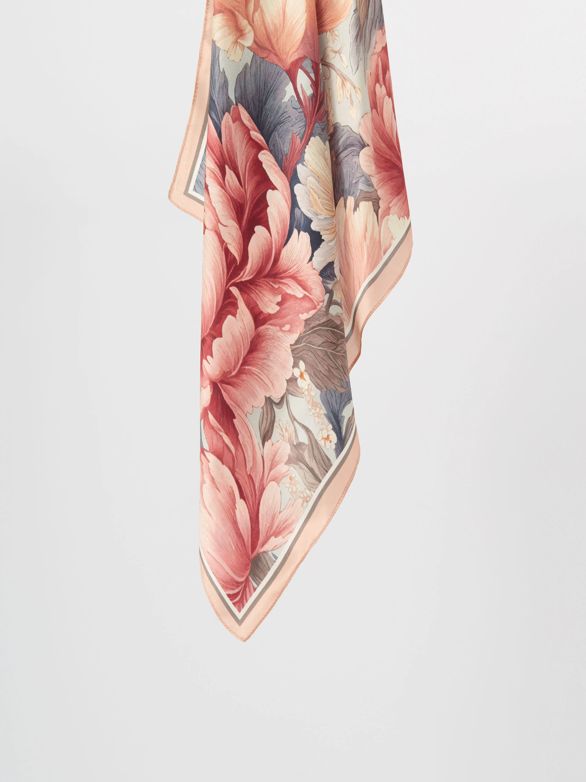 Silk scarf with pastel flowers