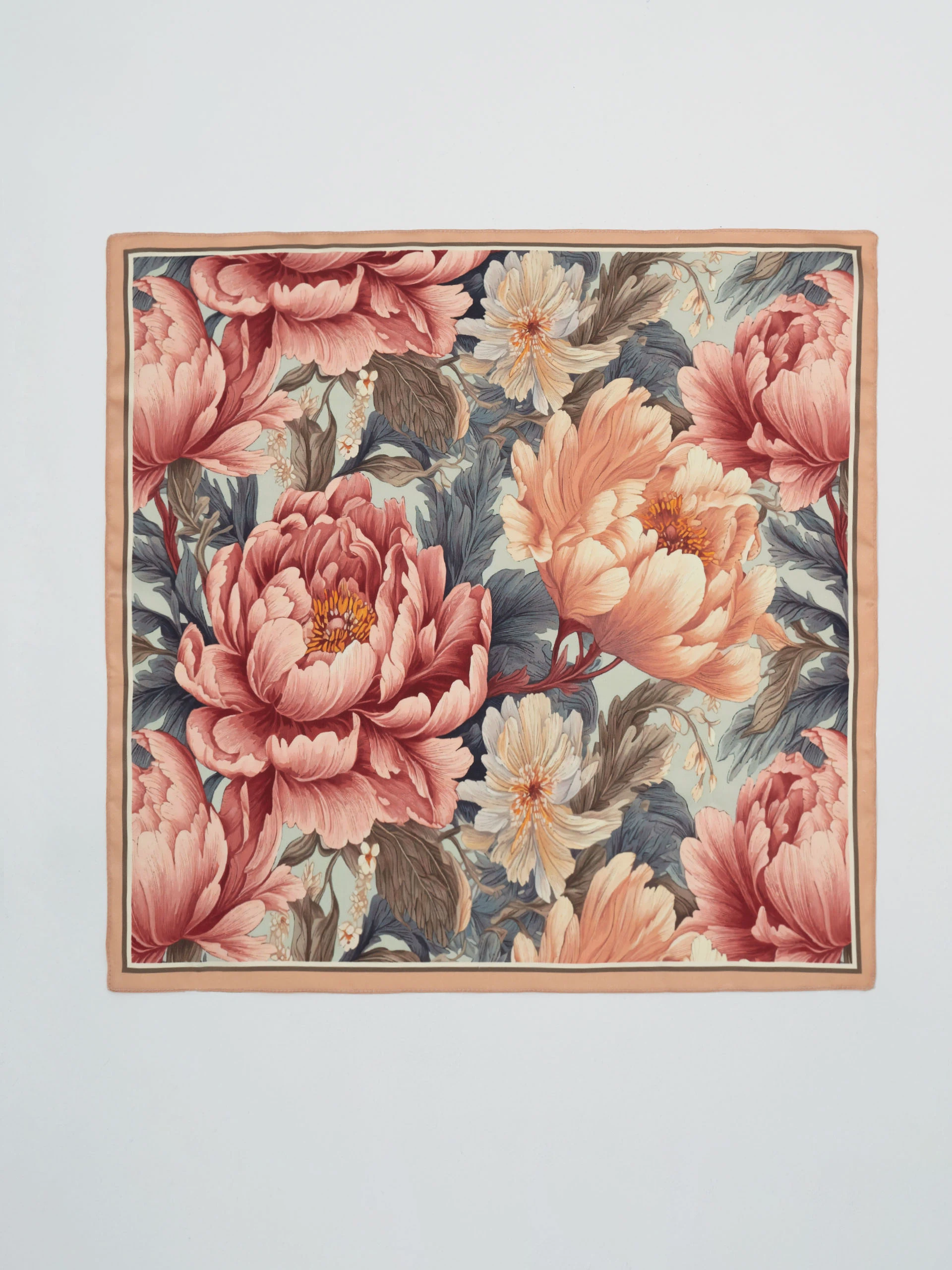 Silk scarf with pastel flowers