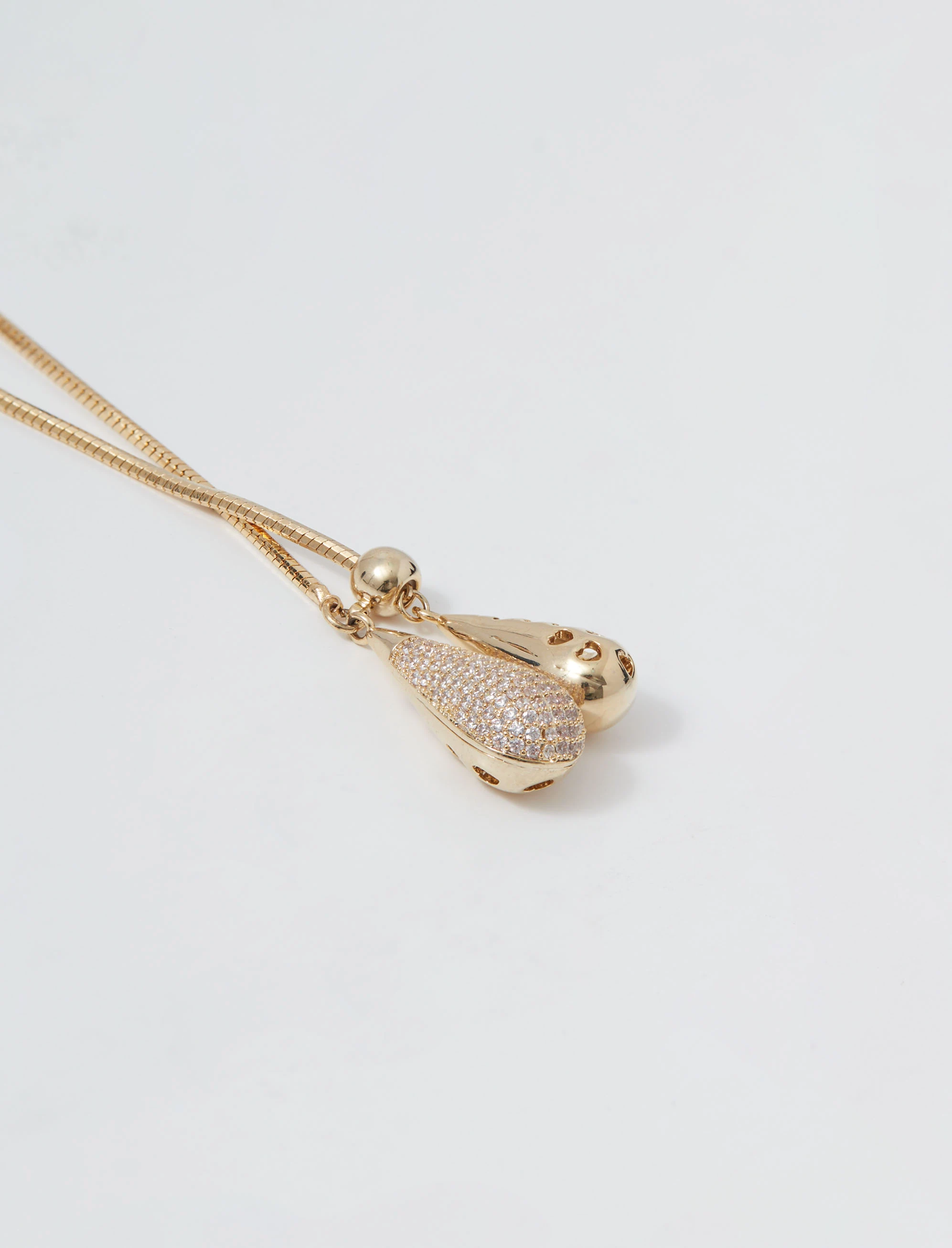 Tie necklace with drop pendants