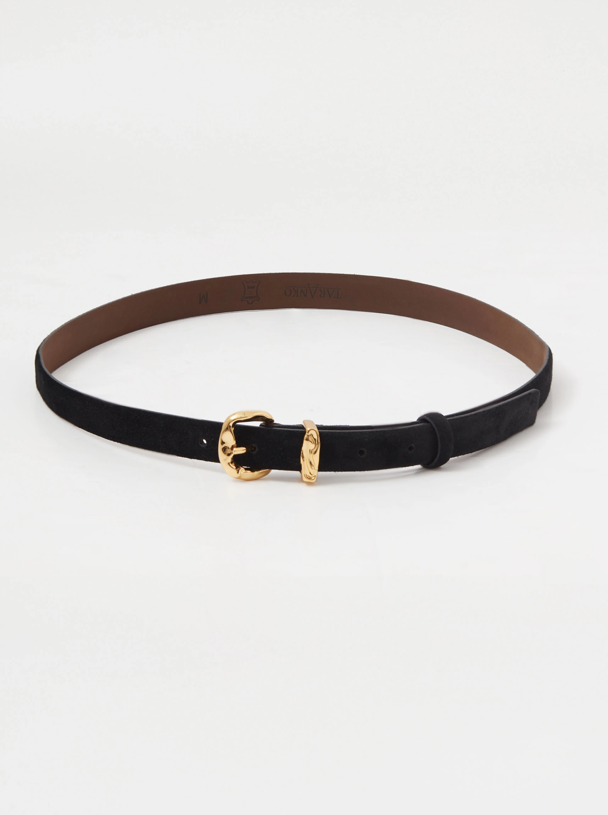Black bombato belt with decorative buckle