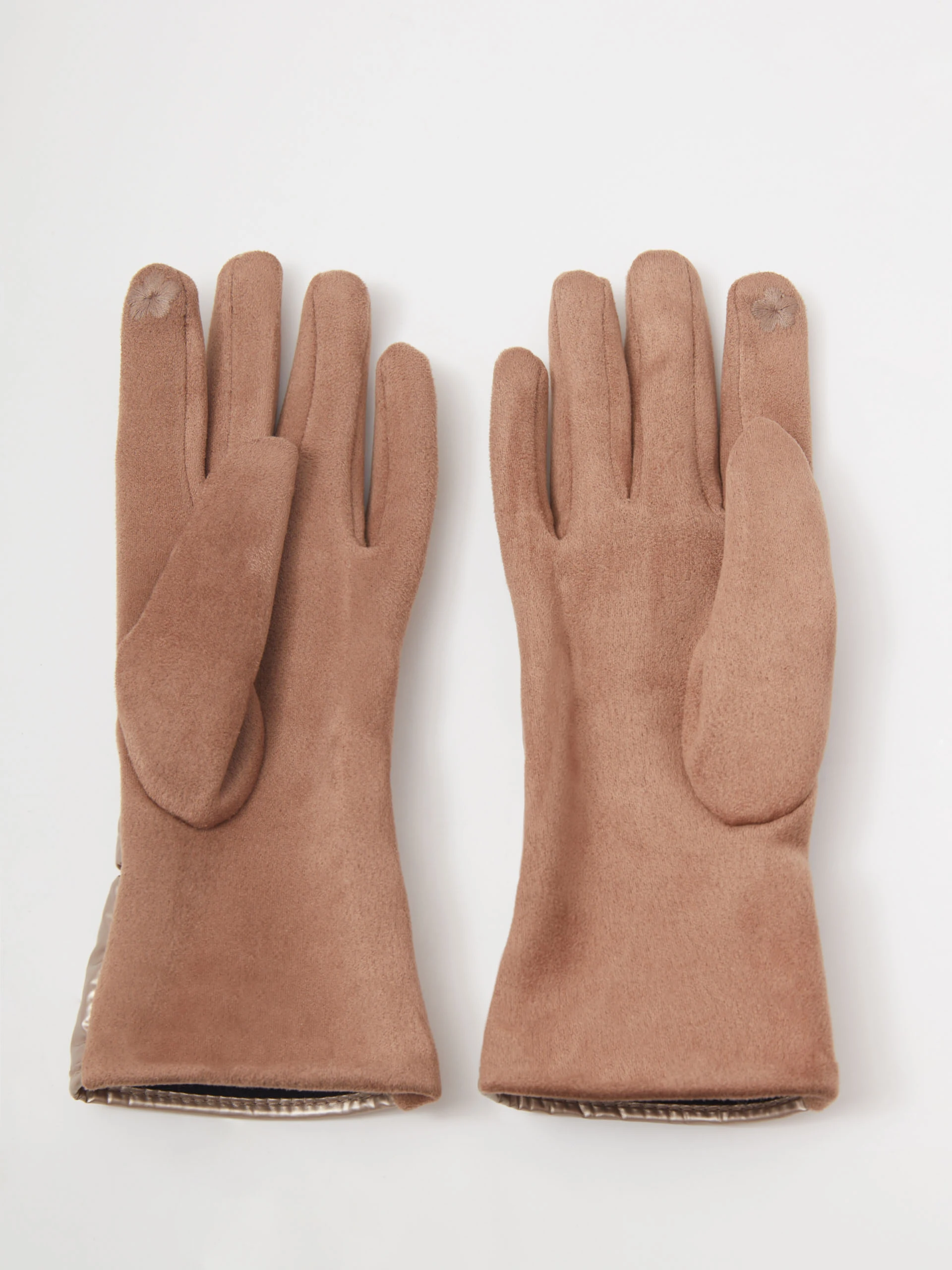 Beige warm five-finger gloves