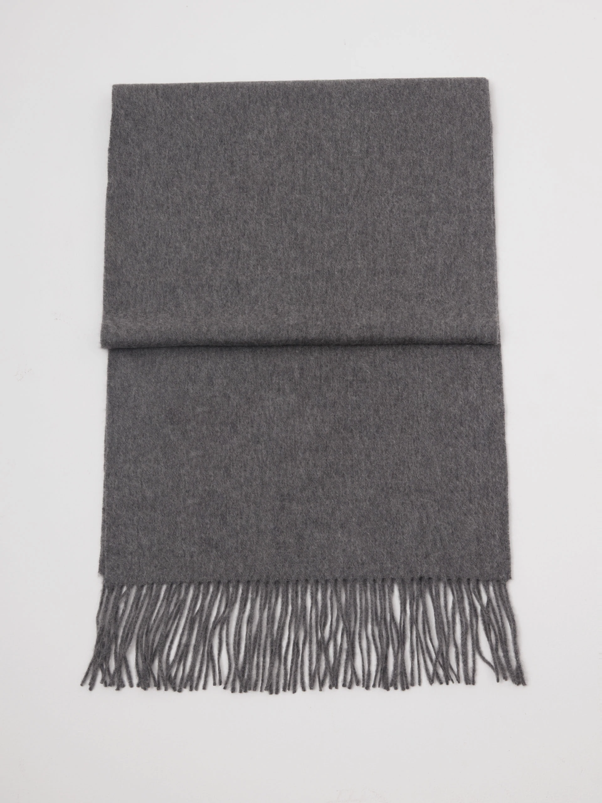 Gray cashmere scarf with tassels