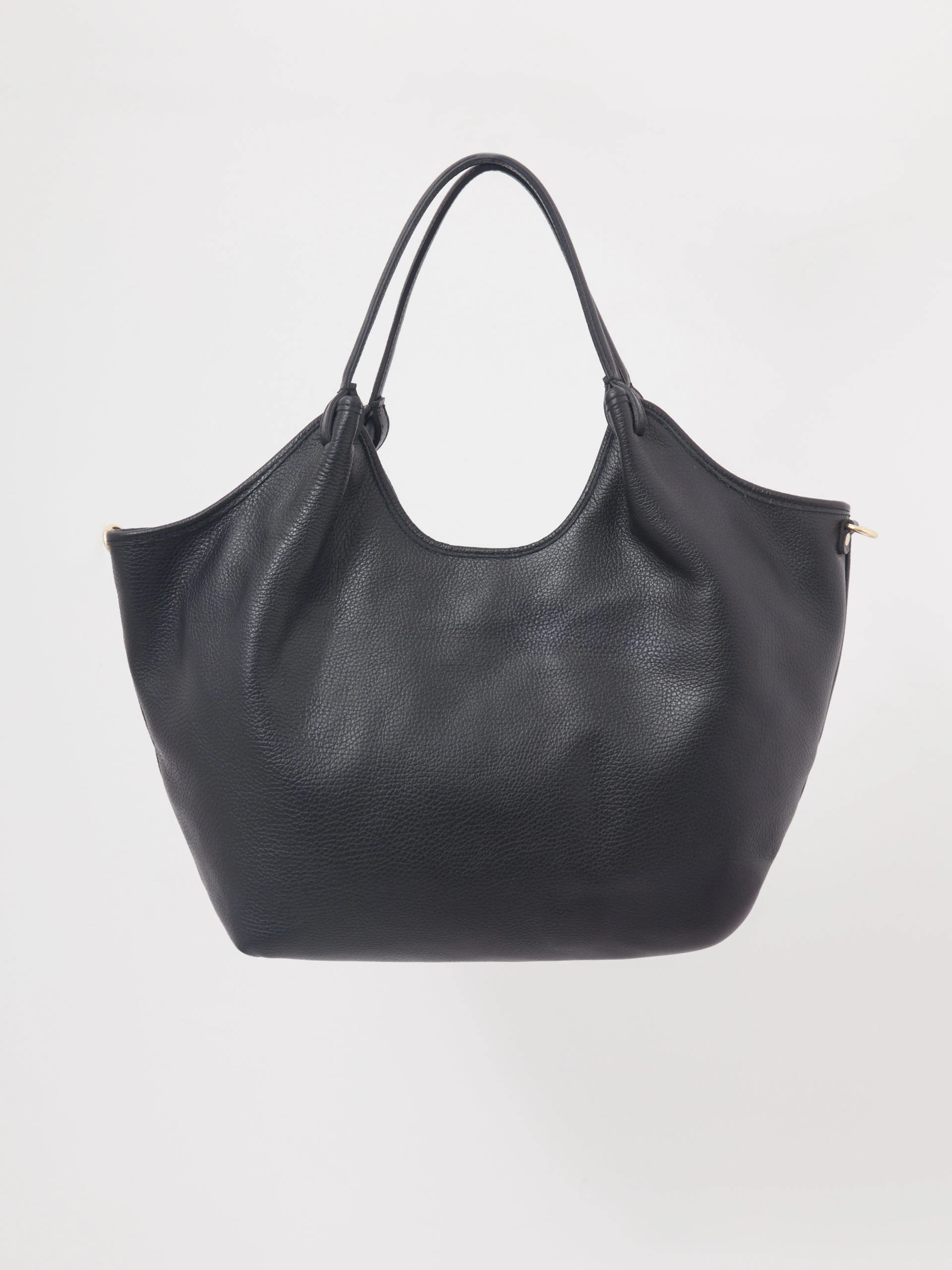 Black leather shopper bag