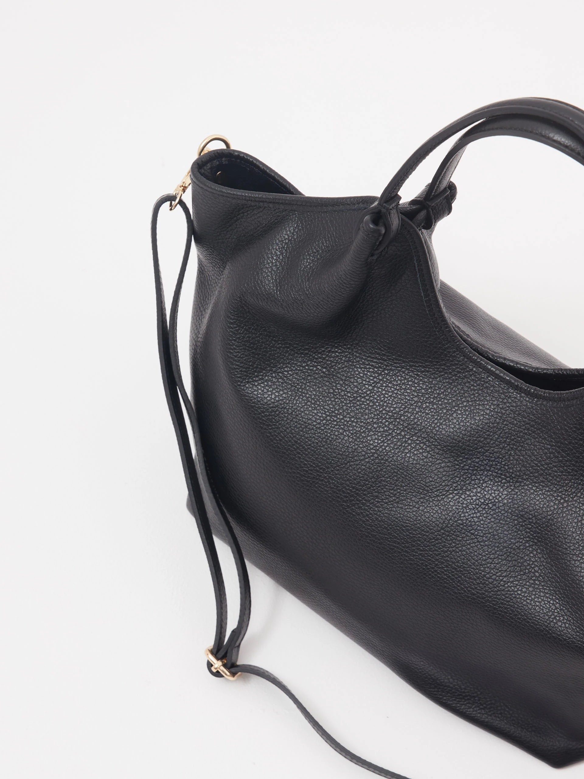 Black leather shopper bag