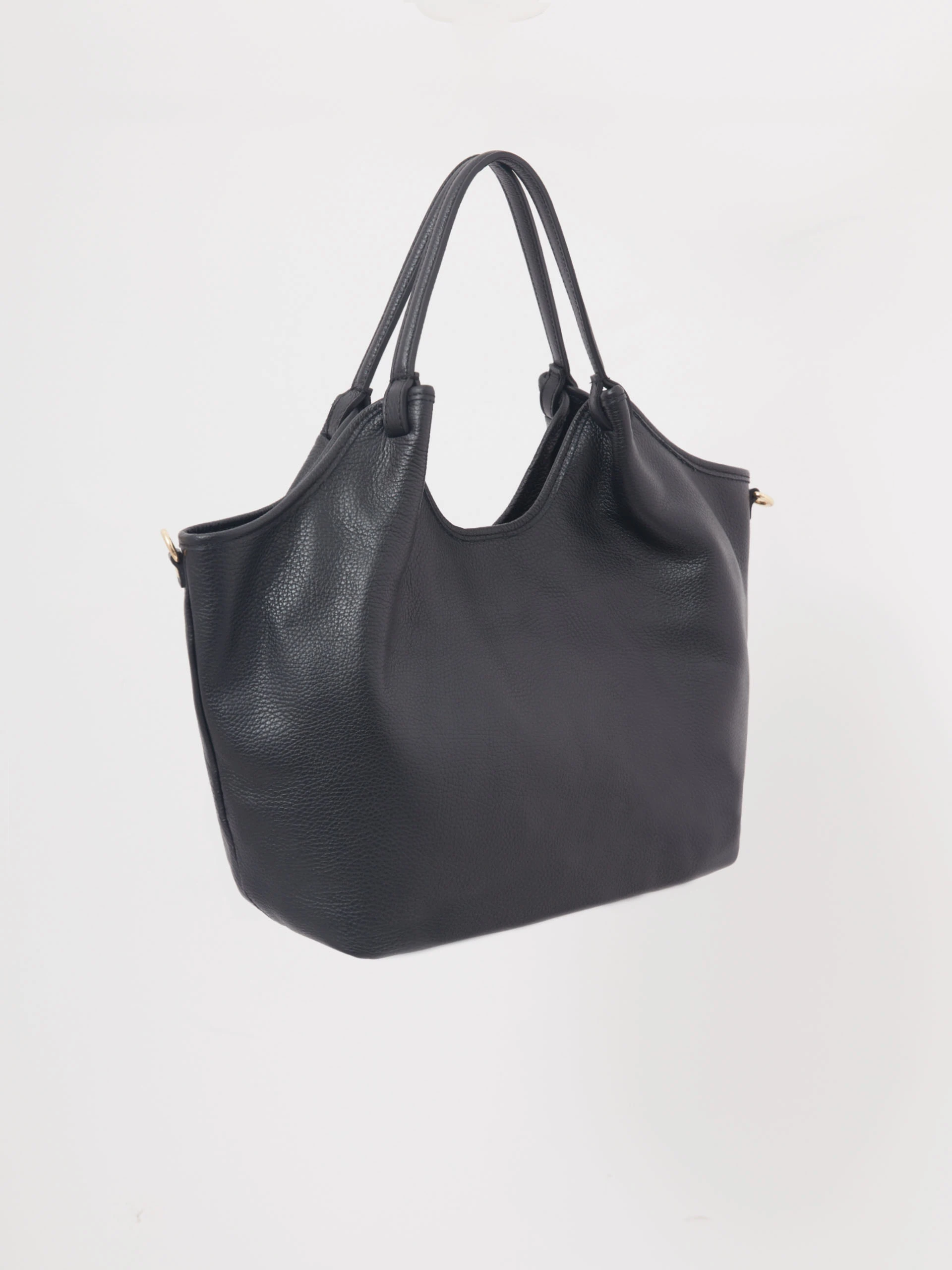 Black leather shopper bag