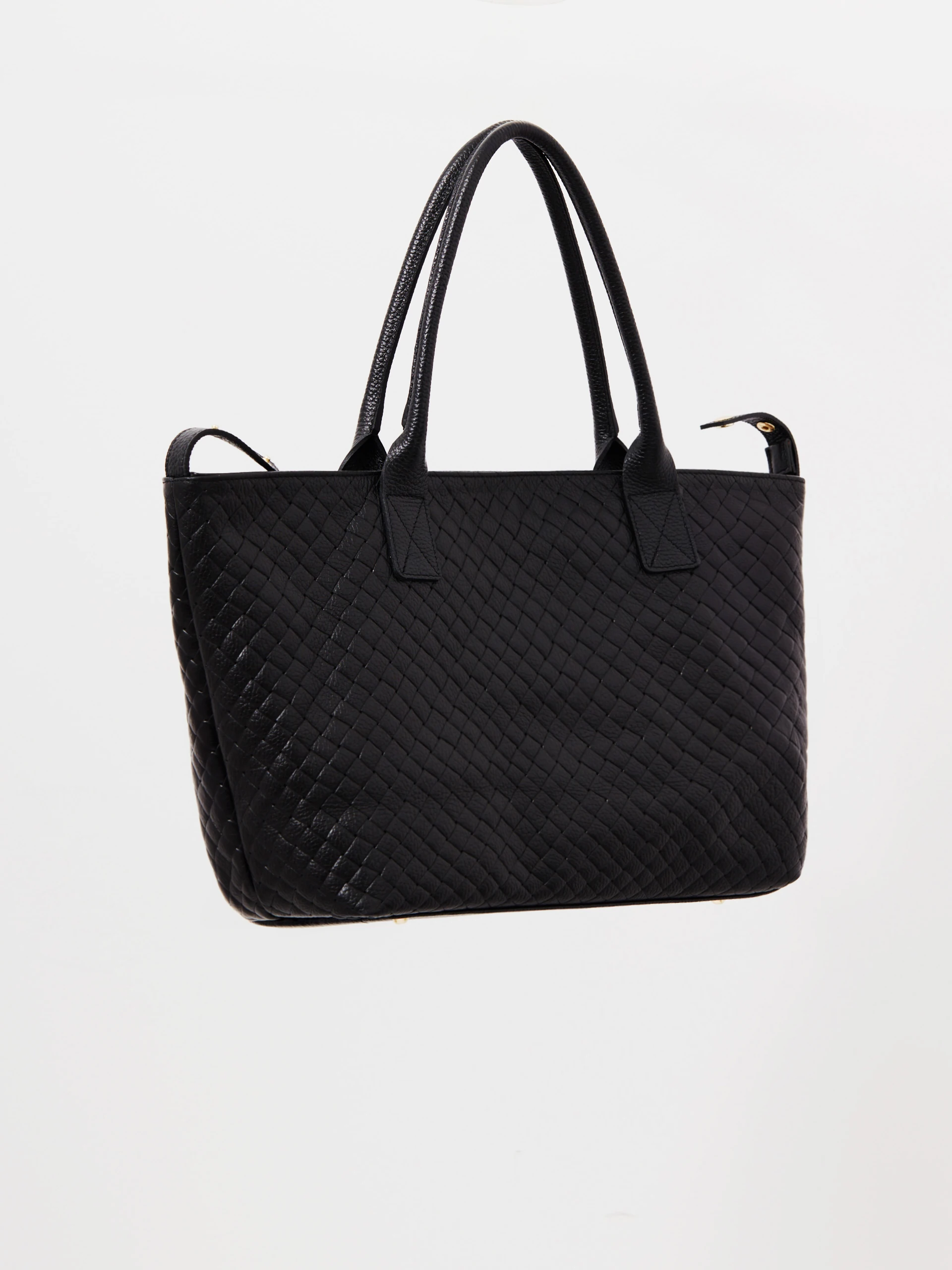 Duża skórzana torebka shopper w czarnym kolorze