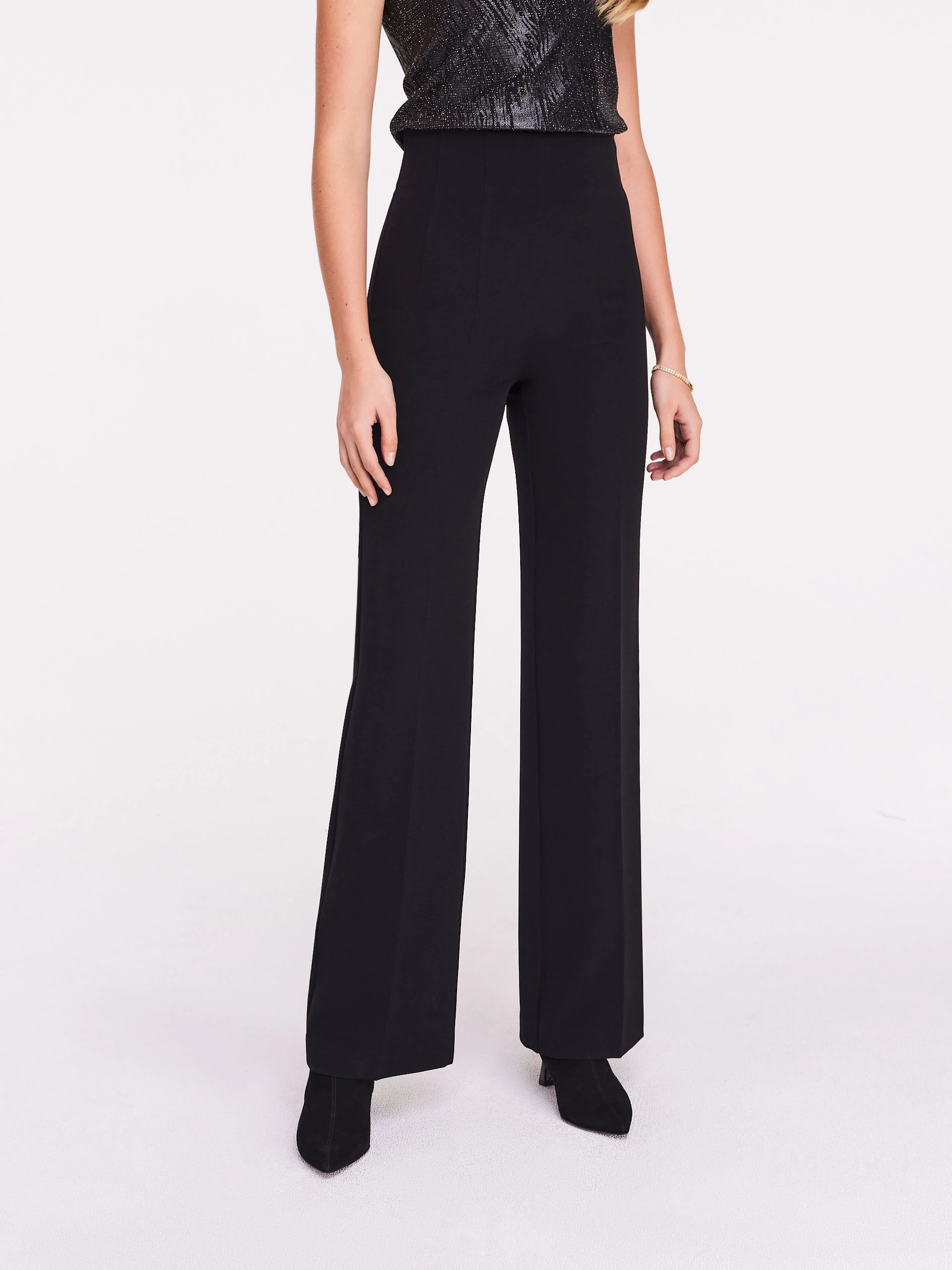 Black pants with flared legs