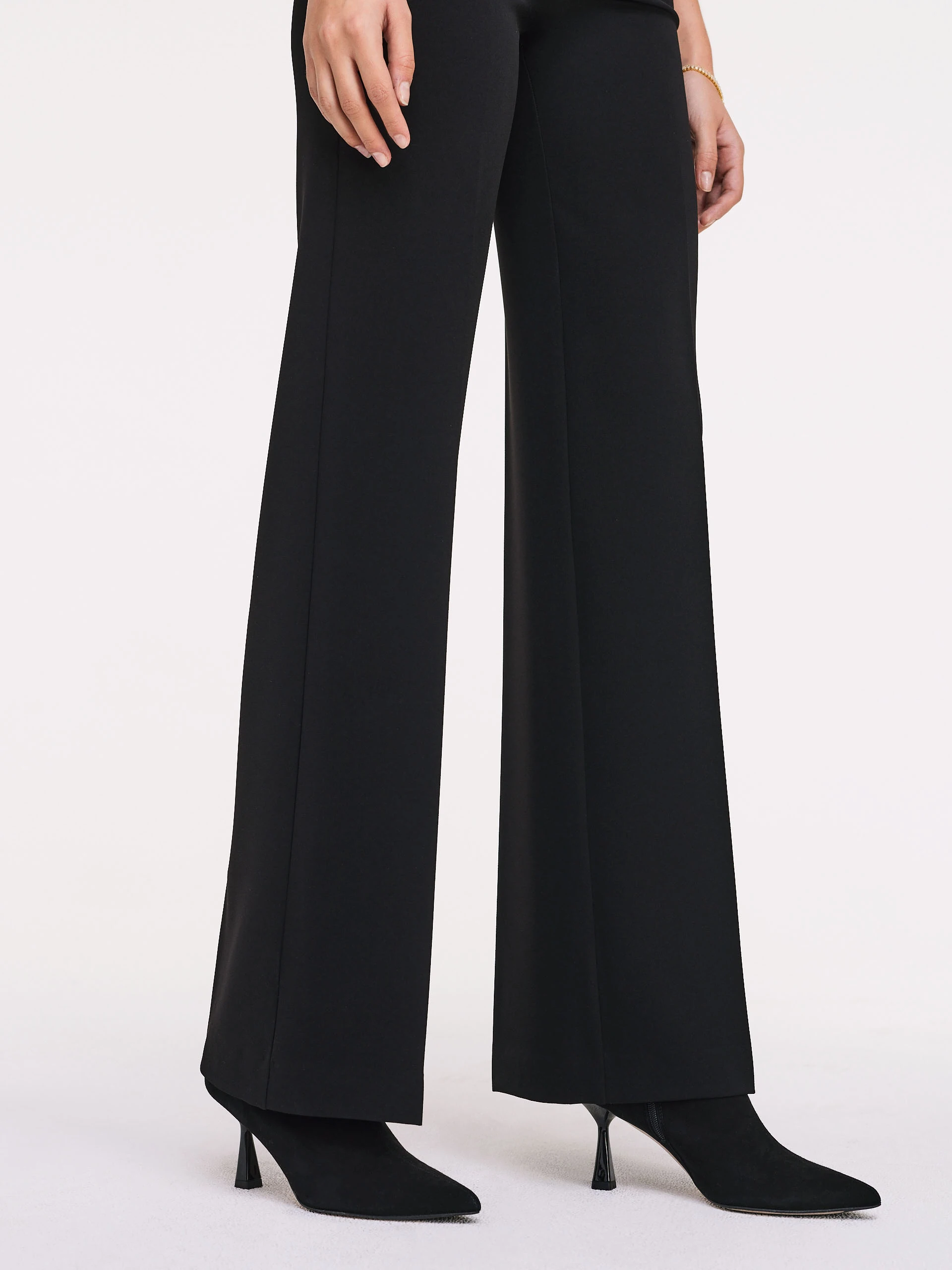 Black pants with flared legs