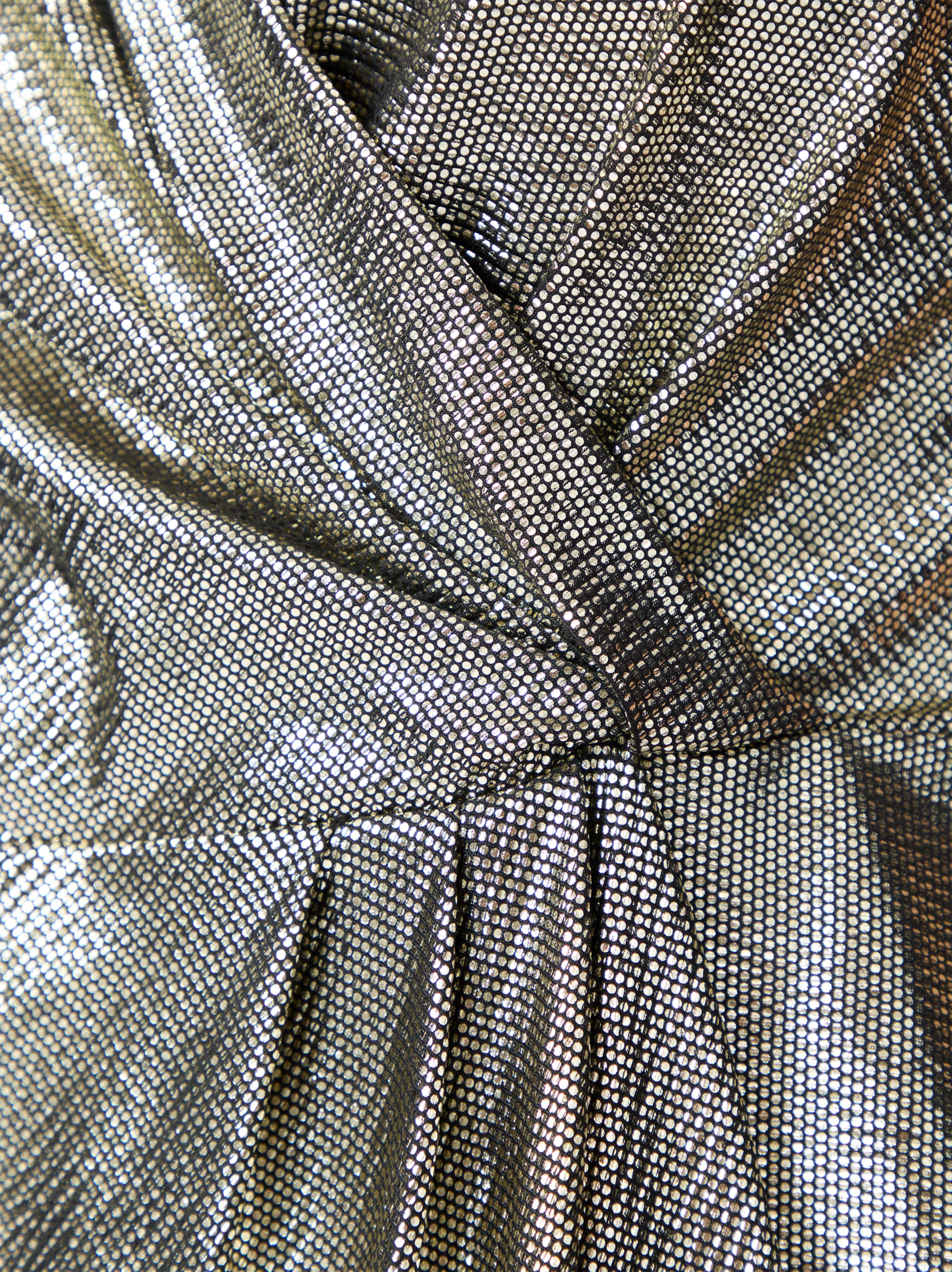 Gold blouse with a wrap neckline