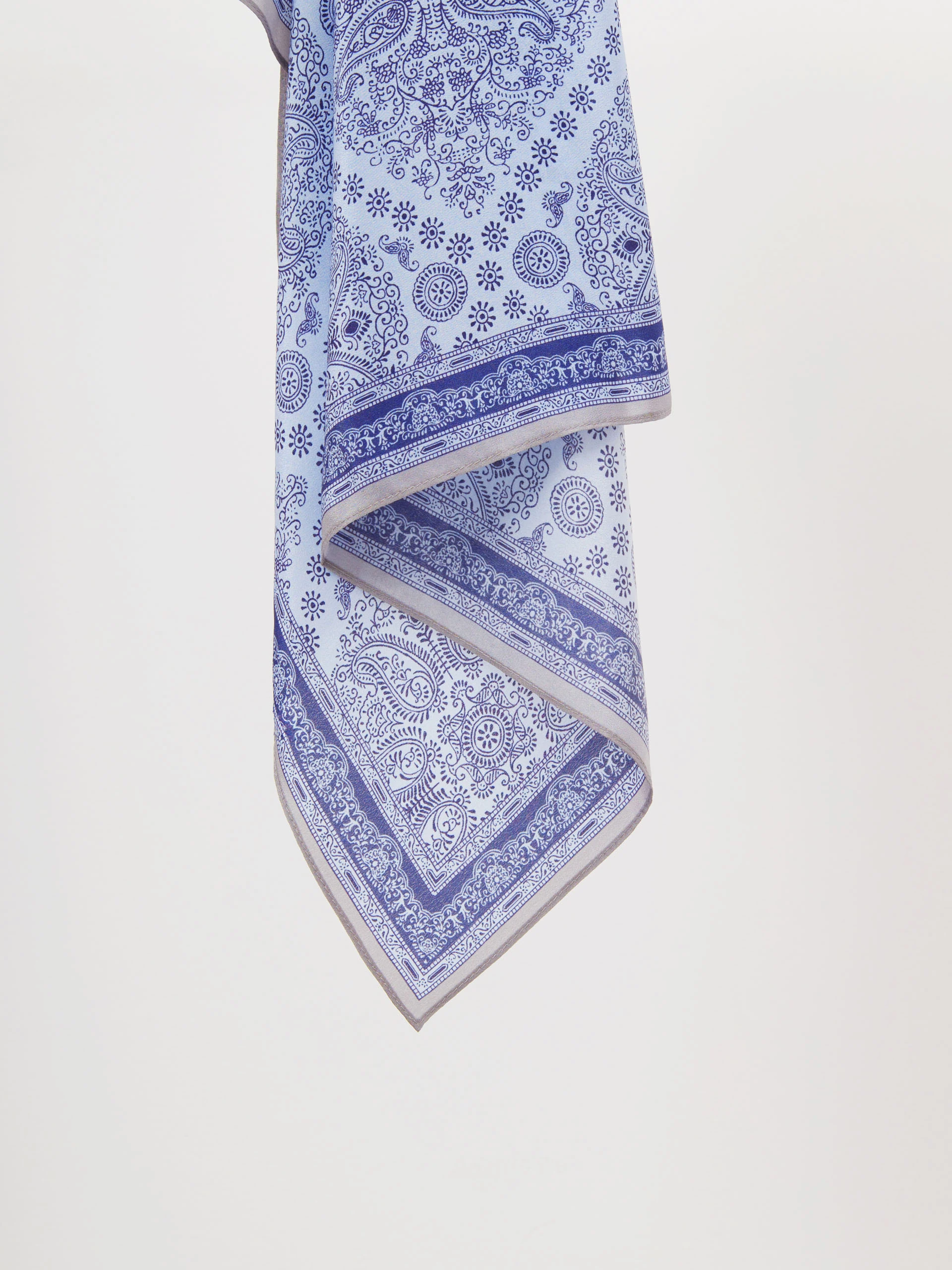 Silk scarf with blue patterns