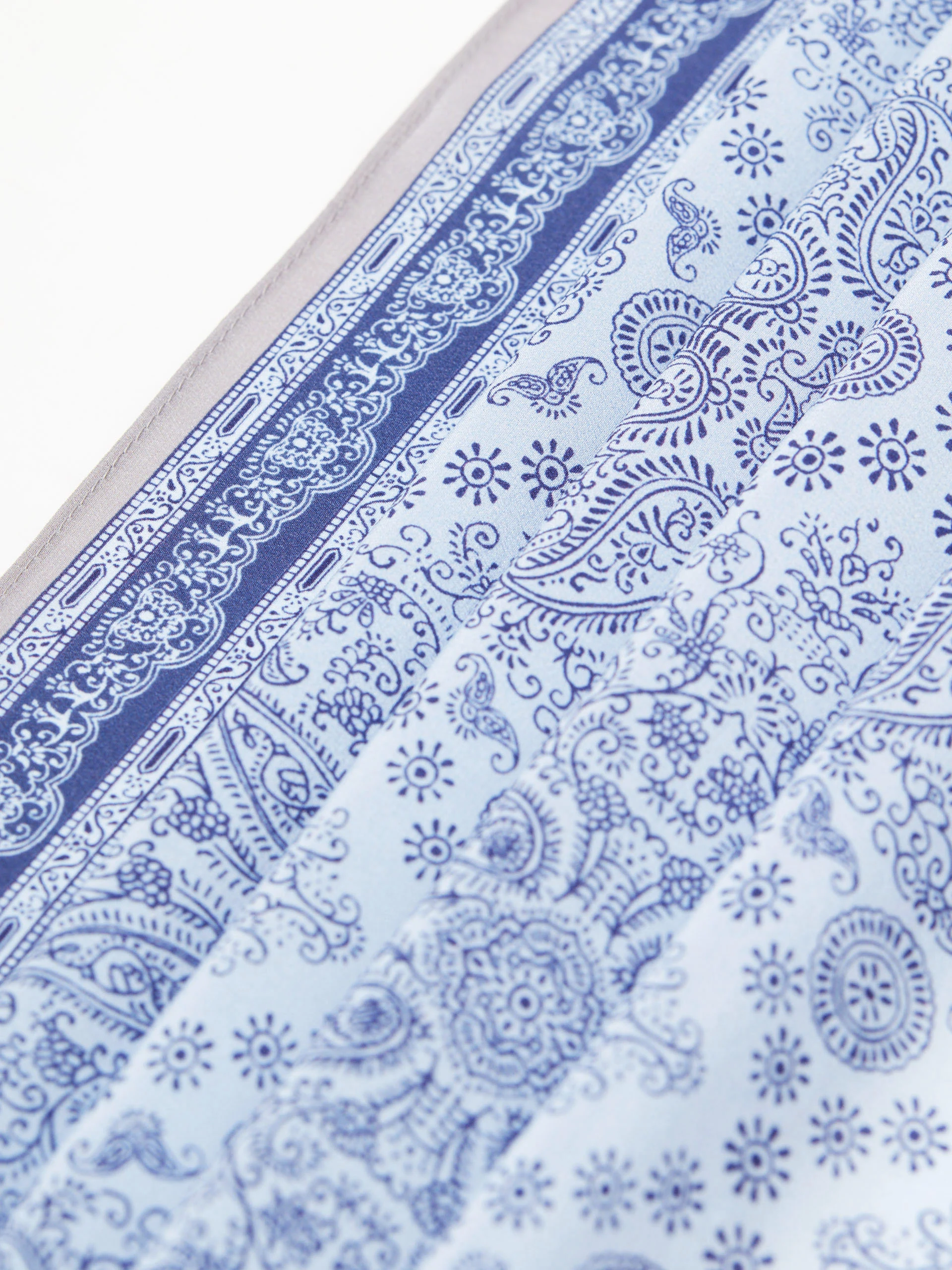 Silk scarf with blue patterns