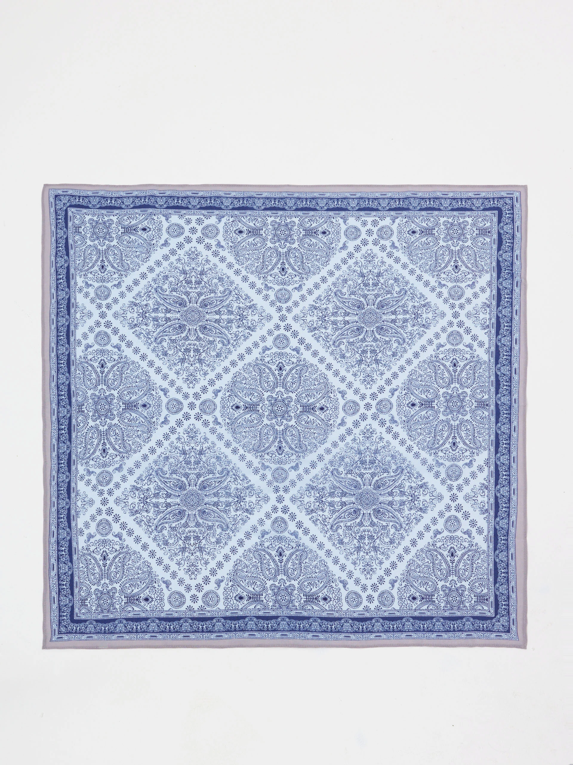 Silk scarf with blue patterns