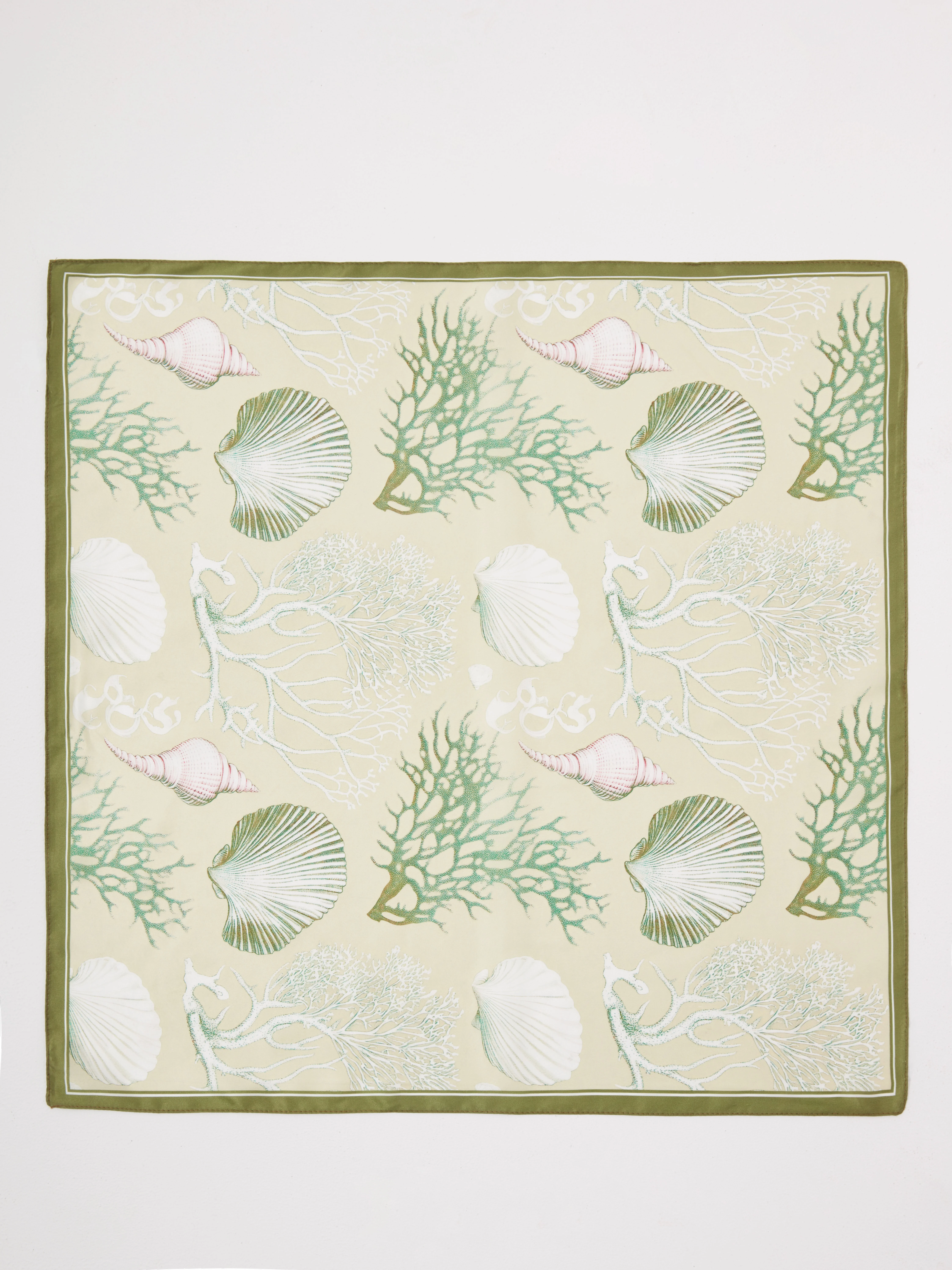 Silk scarf with a shell and coral pattern